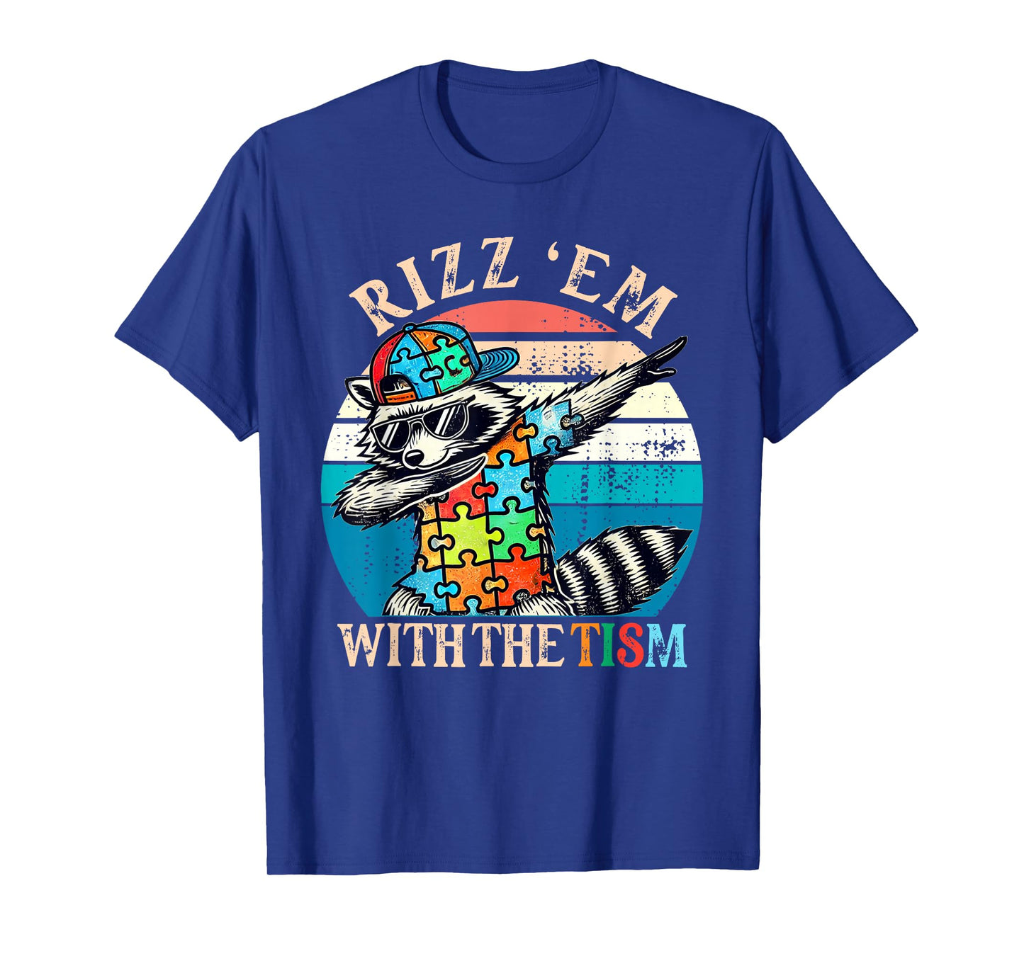 Autism Rizz Em With The Tism Meme Autistic Racoon Hand Rock T-Shirt