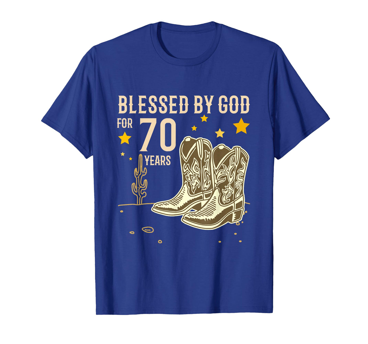 Vintage Blessed by God for 70 Years Cowboy 70th Birthday Men T-Shirt