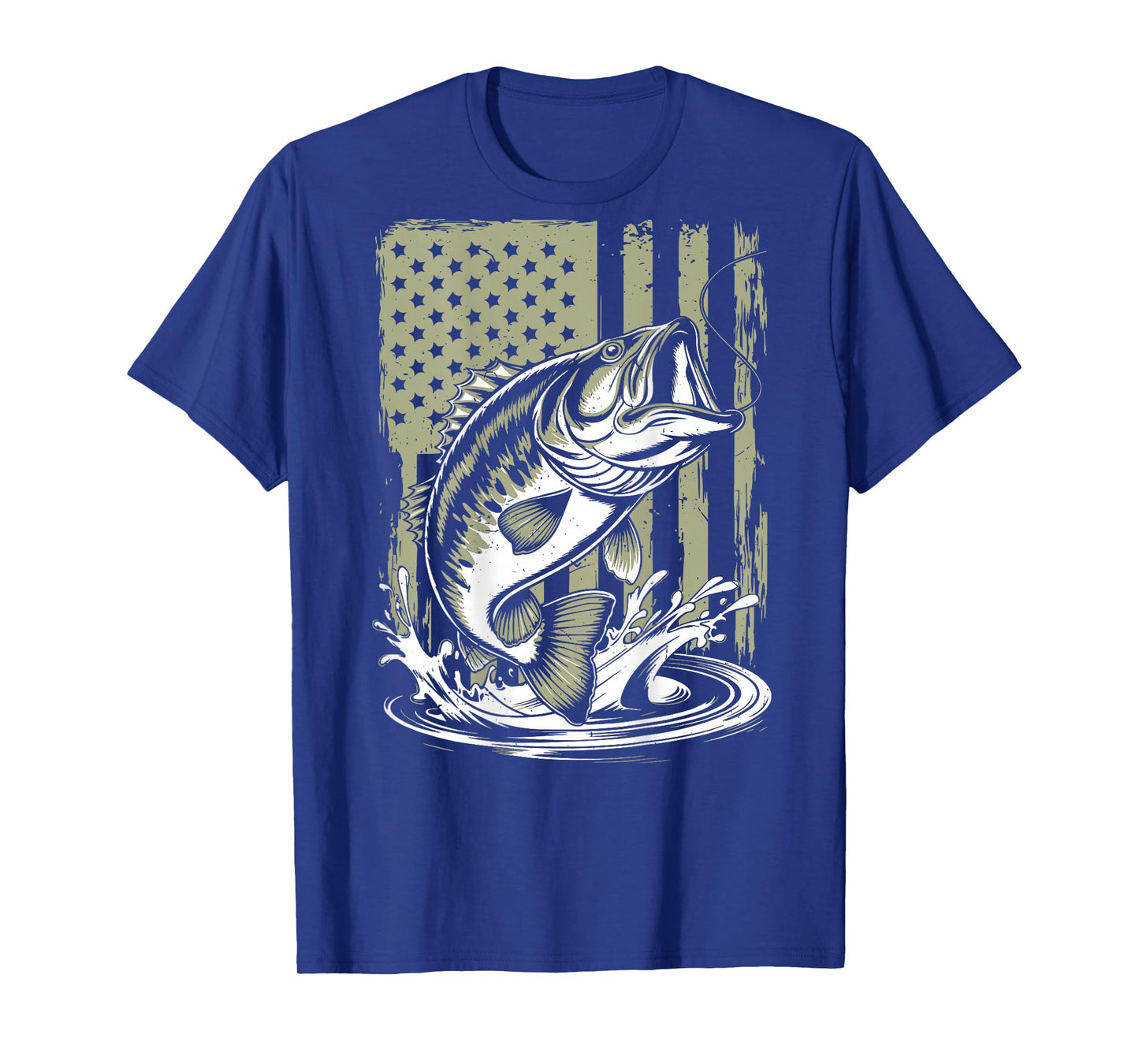 Camo Largemouth Bass Fish American Flag Boy Youth Patriotic T-Shirt