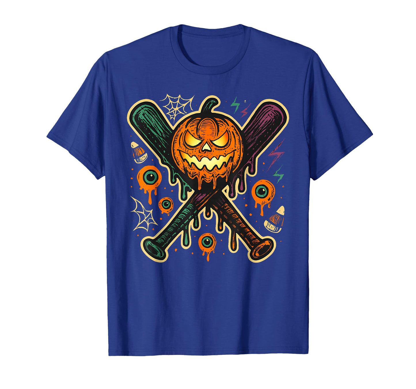 Pumpkin Halloween Baseball Ice Cream Drip Spooky Boys Youth T-Shirt
