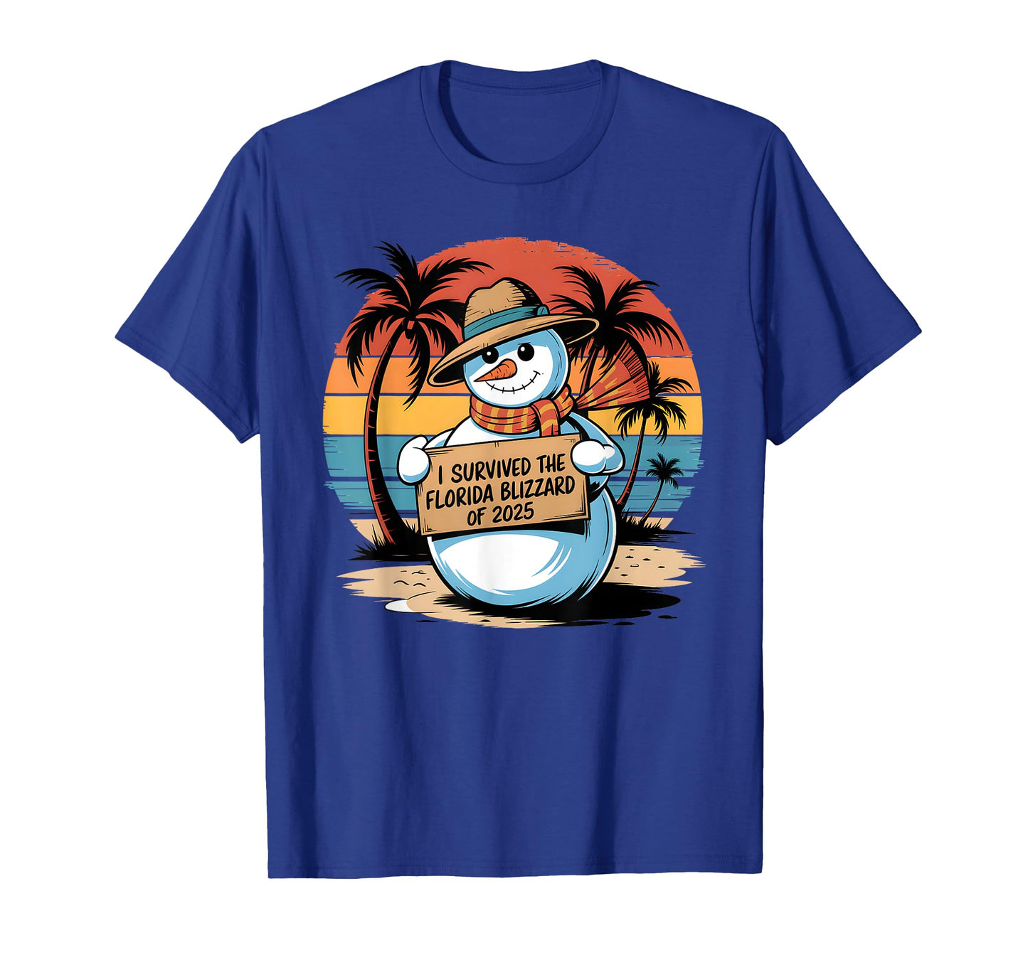 I Survived the Florida Blizzard of 2025 Funny Snowman Palms T-Shirt