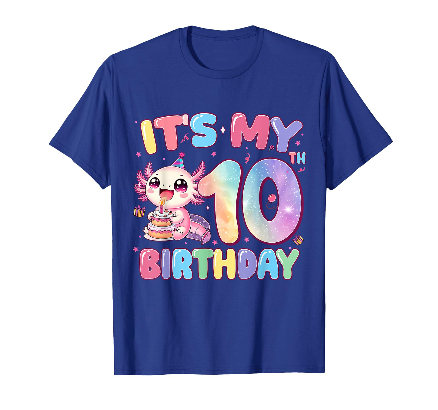 It's My 10th Birthday Girl Cute Axolotl 10 Year Old Kids T-Shirt