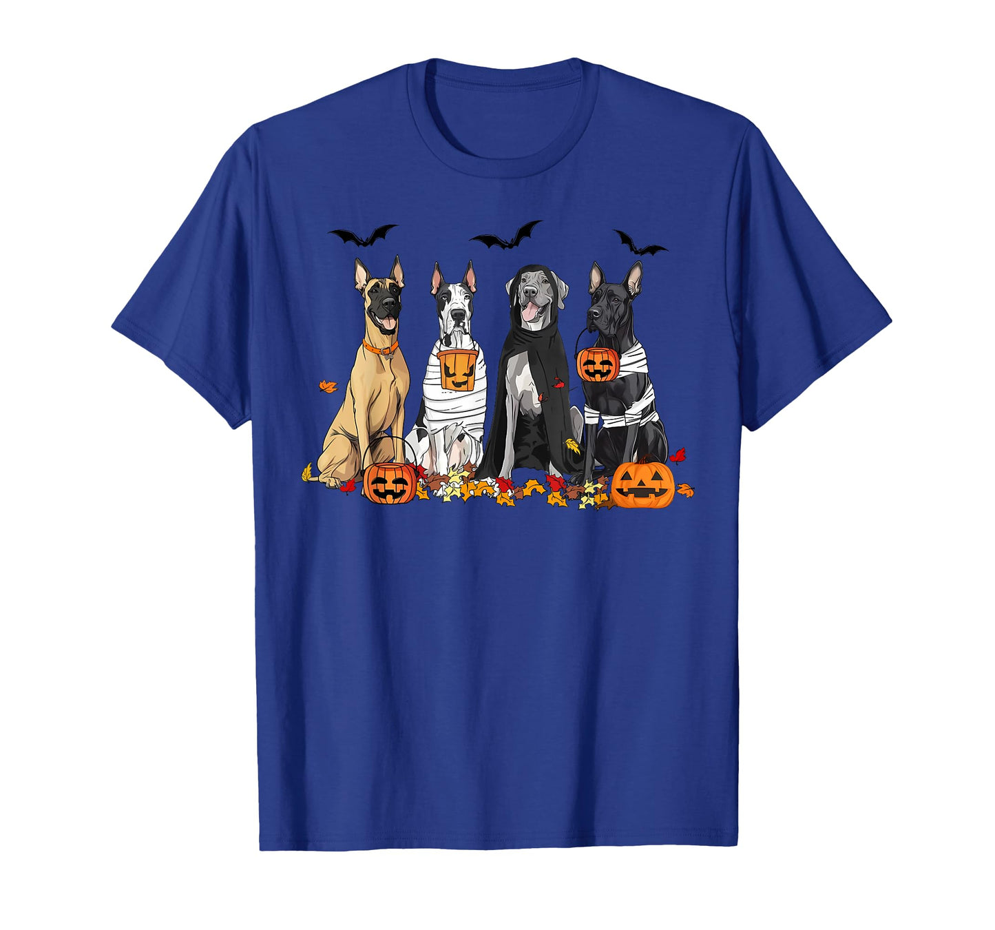 Cute Great Dane Dogs Ghost Witch Mummy Halloween Pumpkins T-Shirt