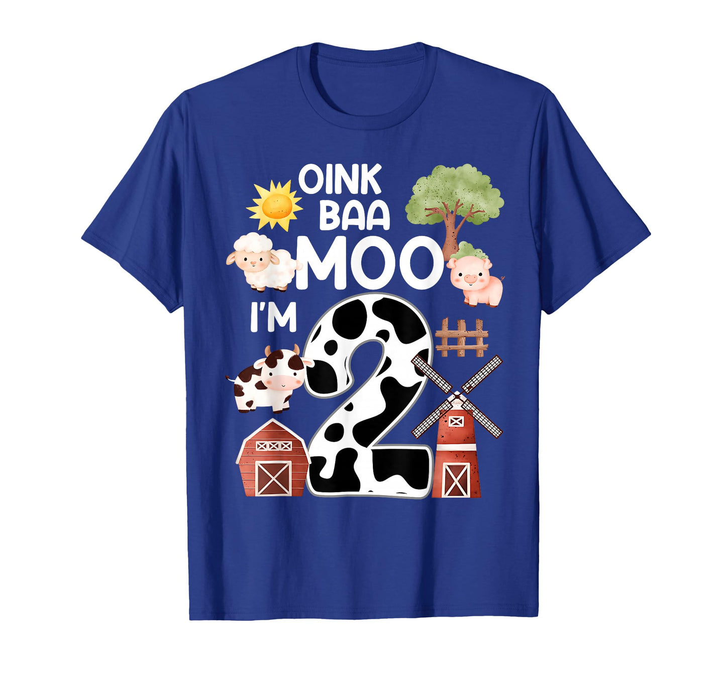 Oink Baa Moo I'm 2 Farm Theme Birthday Gift 2 Year Old Party T-Shirt