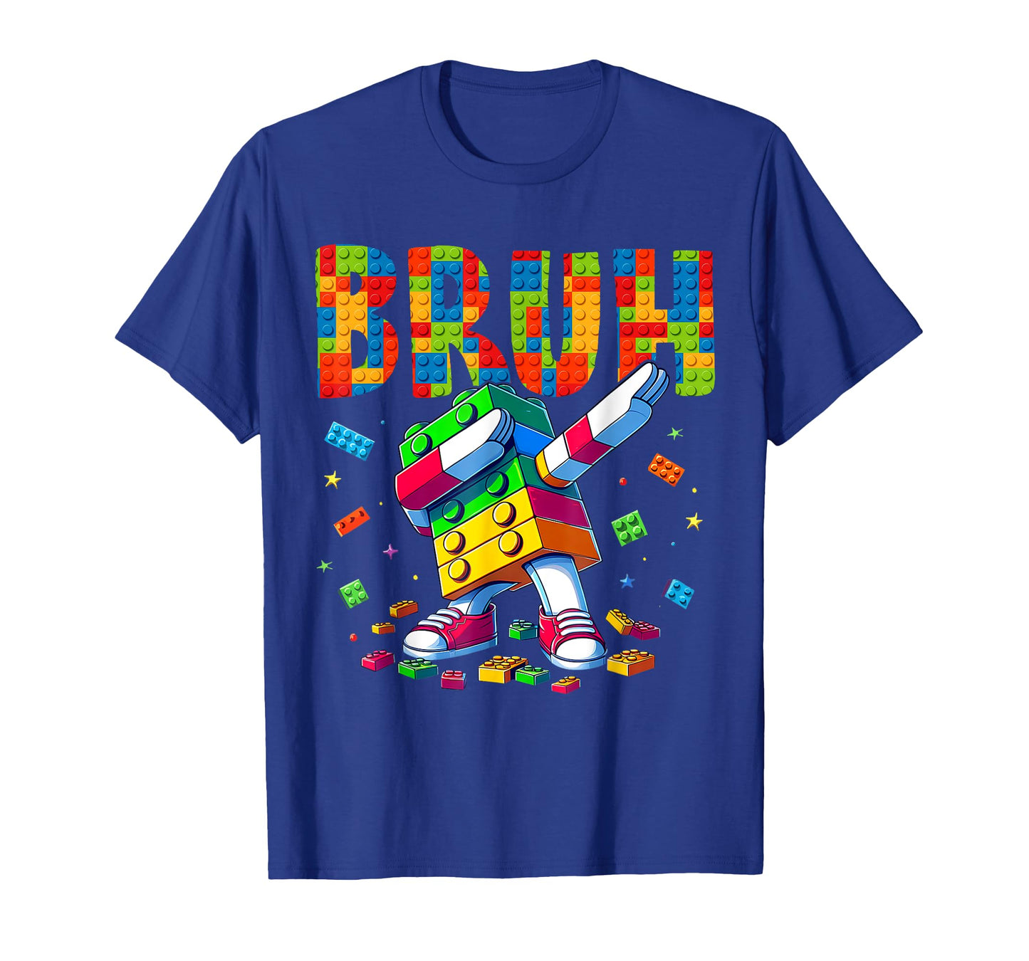 Boys Kids Funny Building Blocks Dabbing Bruh Gamer T-Shirt