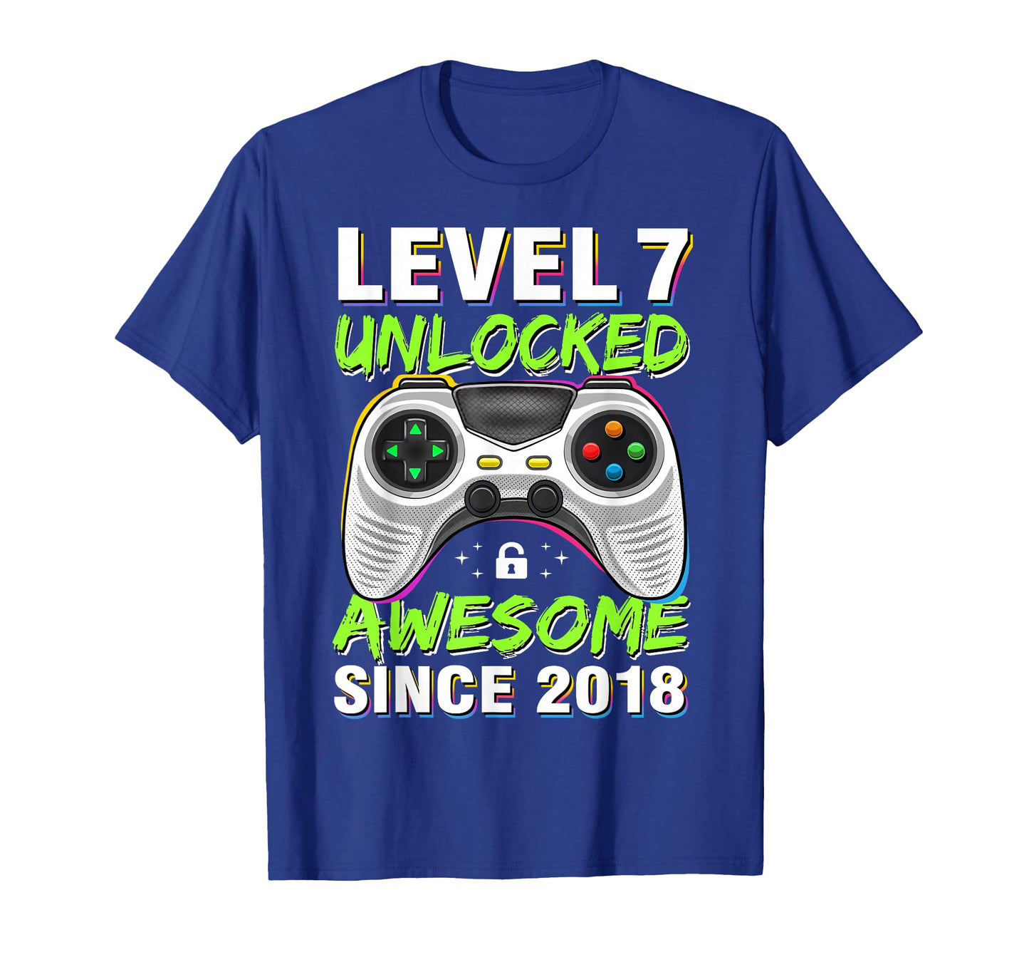 Level 7 Unlocked Awesome Since 2018 7th Birthday Gaming Boys T-Shirt