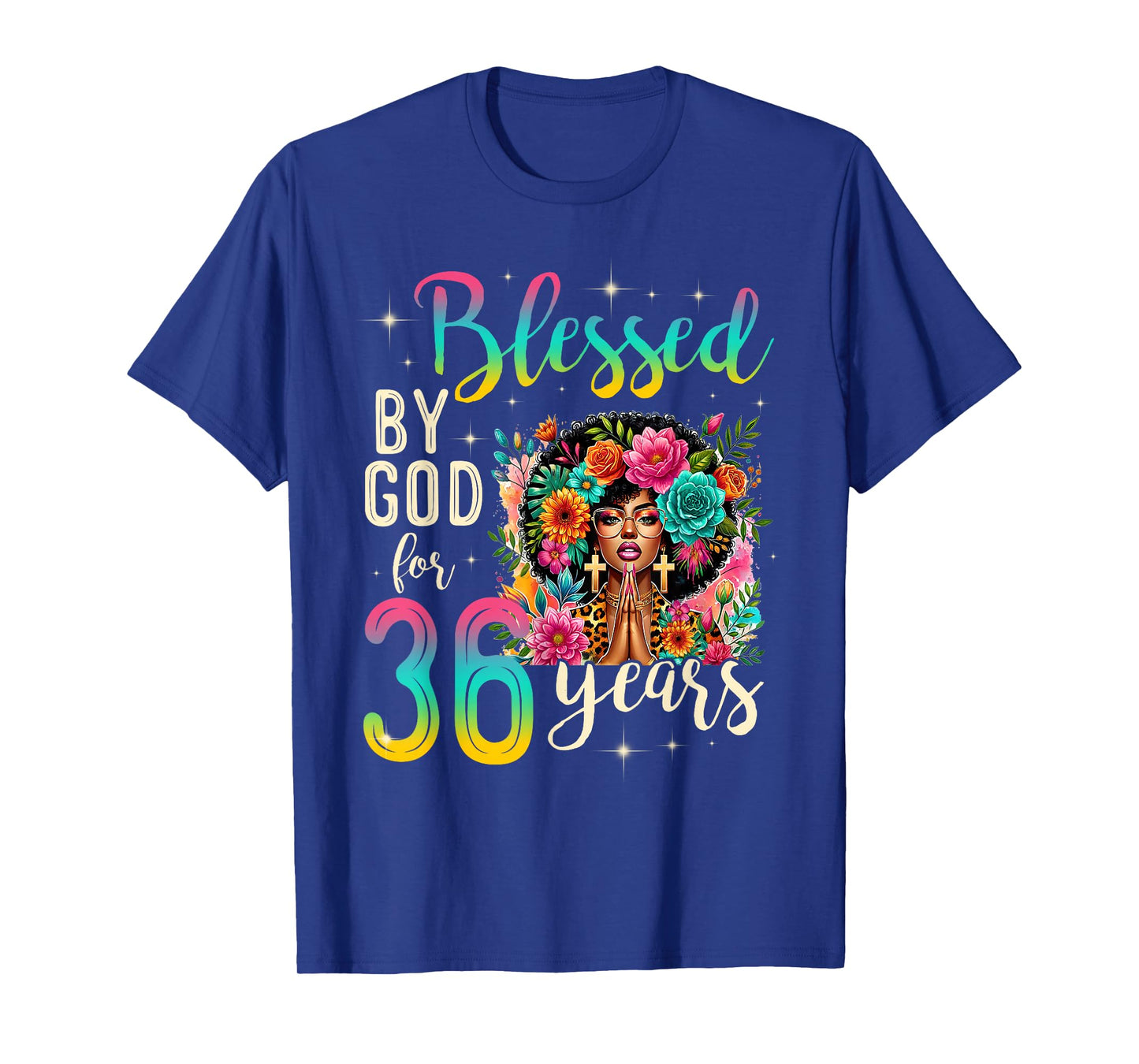 Black Girl Blessed by God for 36 Years Christian Birthday T-Shirt