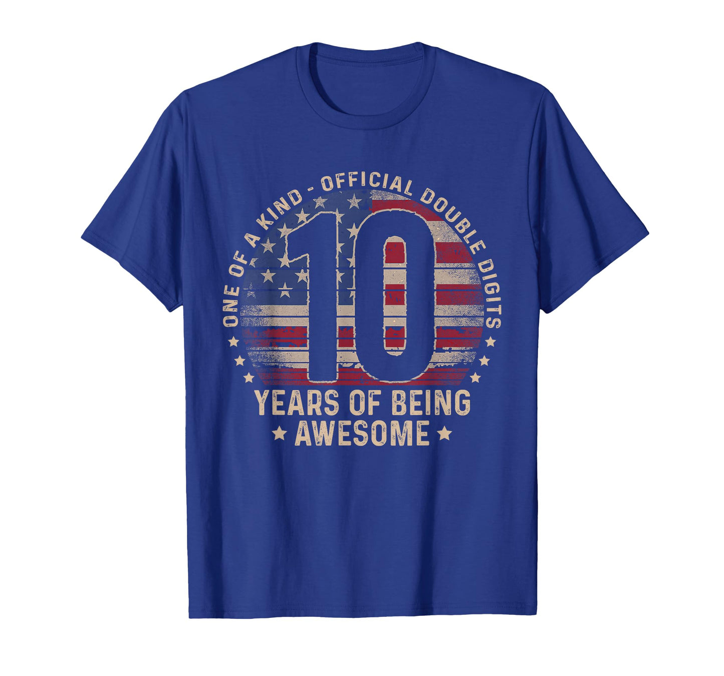 10th Birthday Official Double Digits 10 Years Old US Flag T-Shirt