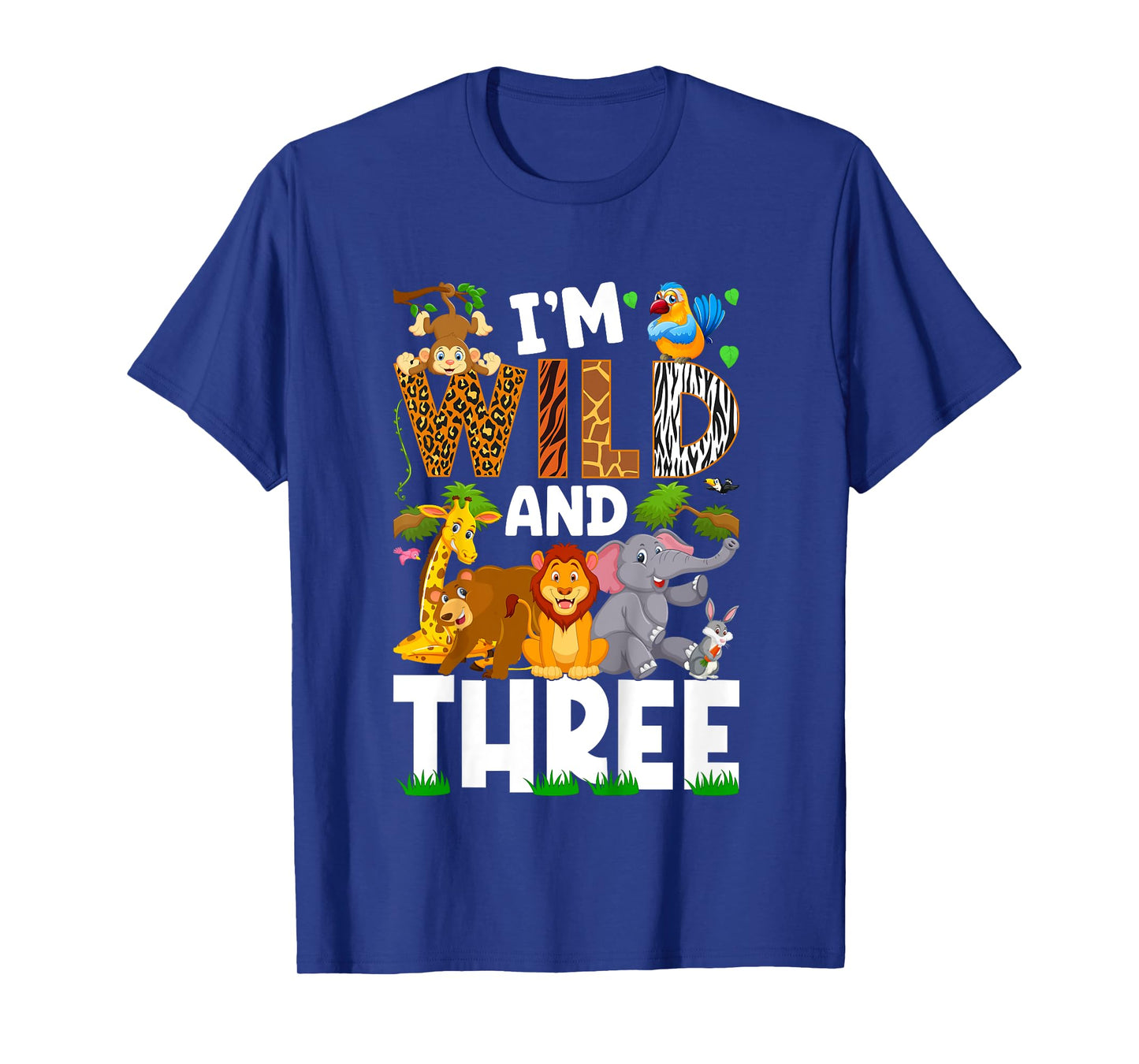 Wild And Three 3 Year Old 3rd Birthday Safari Jungle Animal T-Shirt