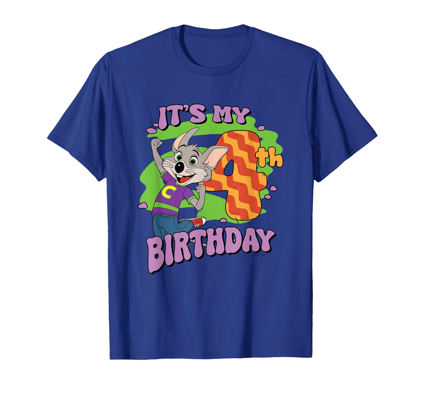 Chuck E. Cheese It's My 4th Birthday Happy Chuck Chest Logo T-Shirt