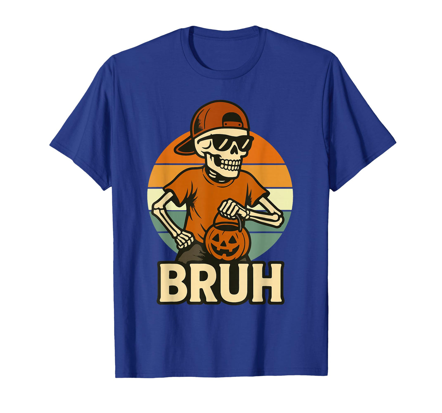 Cool Skeleton Bruh Halloween Shirt Kids Teen Boys Men Funny T-Shirt