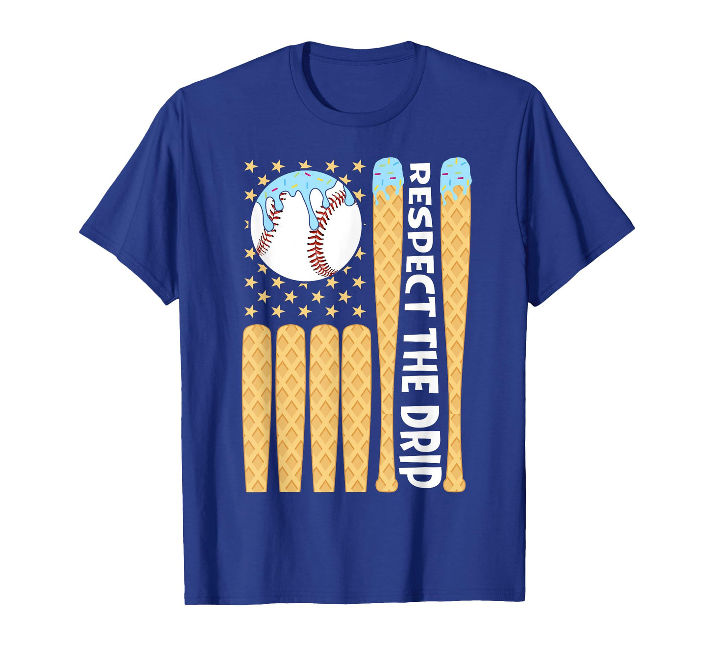 Baseball Drip Boys Ice Cream American Flag Respect The Drip T-Shirt