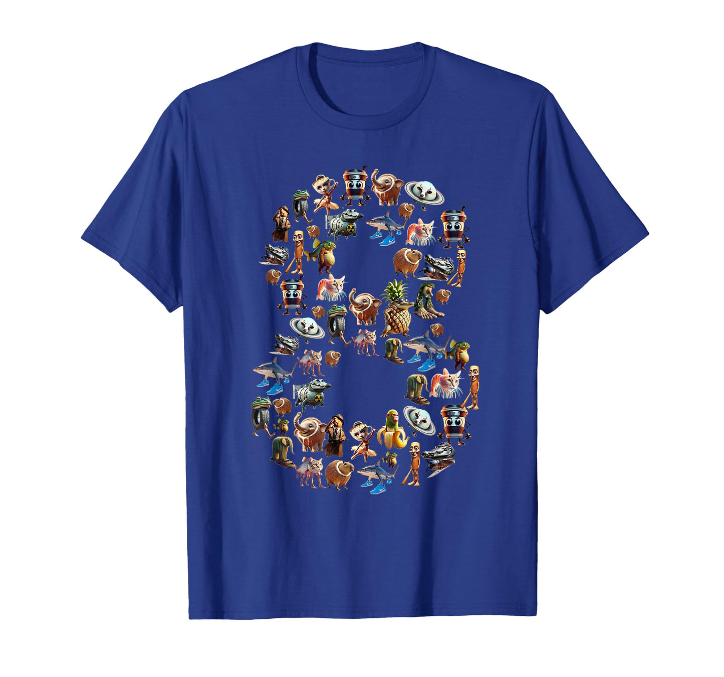 Happy 8th Birthday Boy Italian Brainrot Meme Party Funny T-Shirt