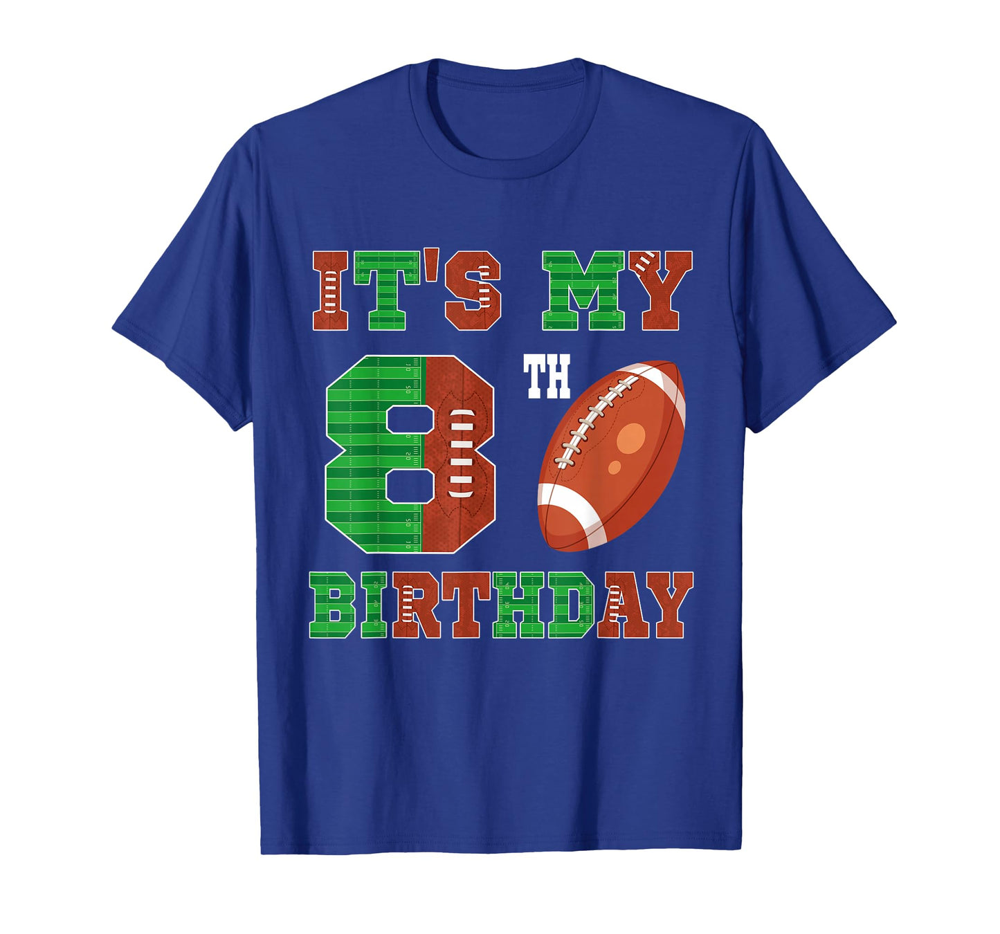 8th Birthday Football Theme 8 Year Old Football Player T-Shirt