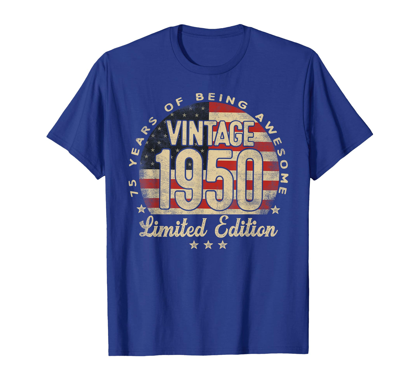 Vintage 1950 Limited Edition 75-Year-Old Gifts USA Flag T-Shirt