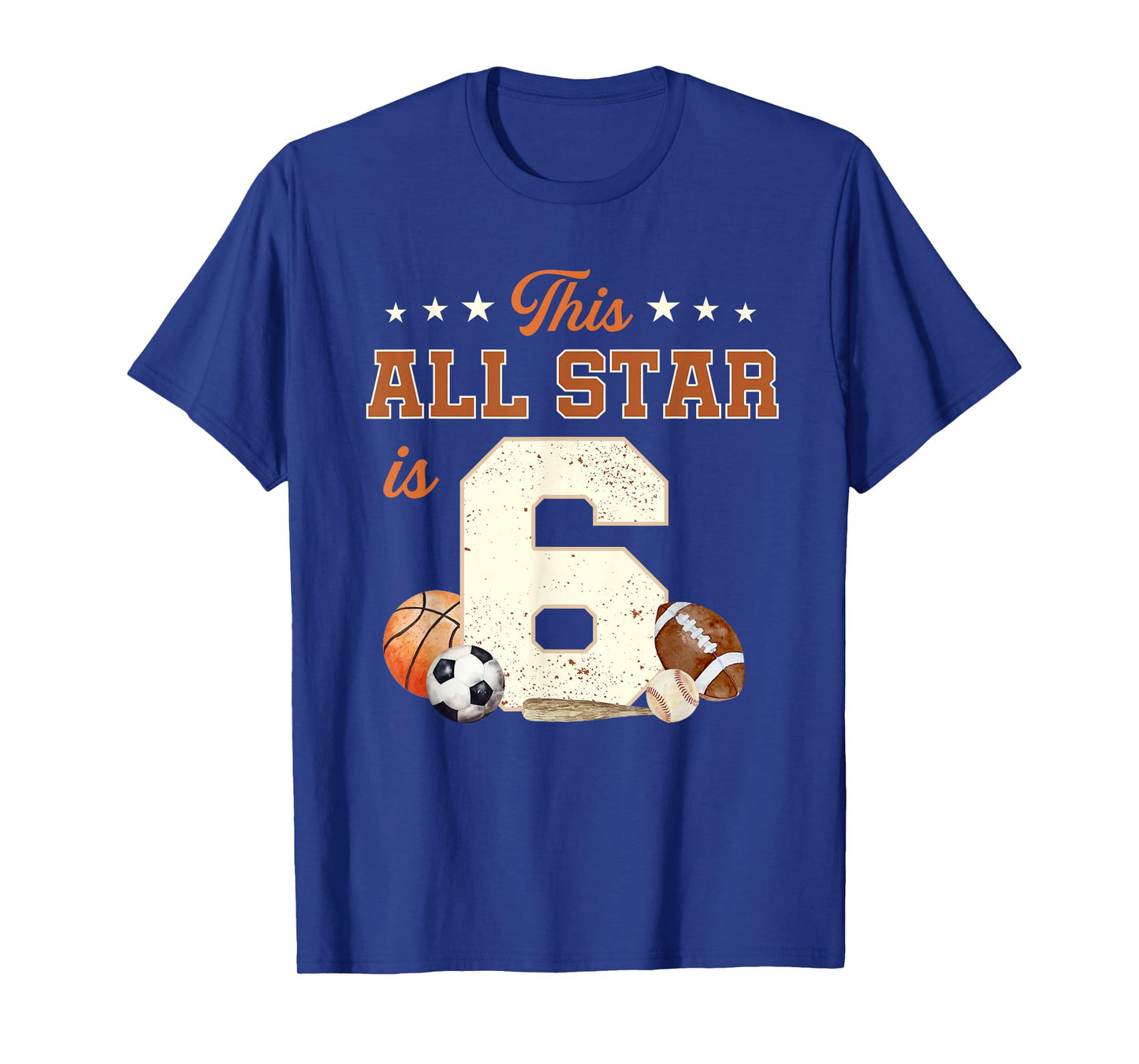 This All Star is 6 Year Old Boy 6th Birthday Sports T-Shirt