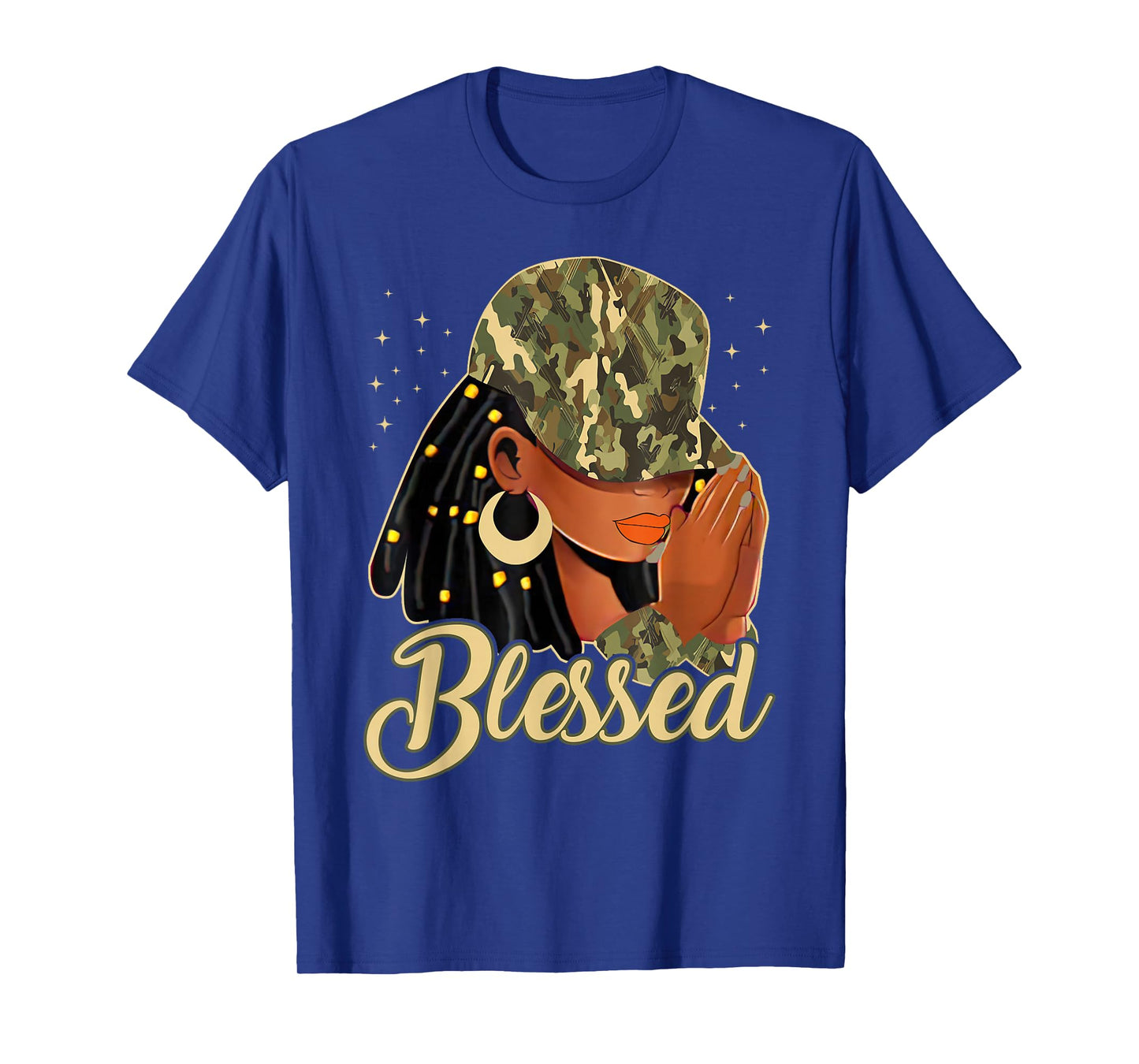 Blessed Black Woman Praying African Christian Camouflage T-Shirt