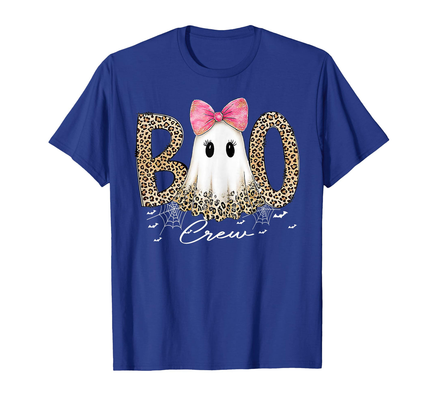 Preppy Leopard Boo Boo Crew Funny Ghost Halloween Women T-Shirt