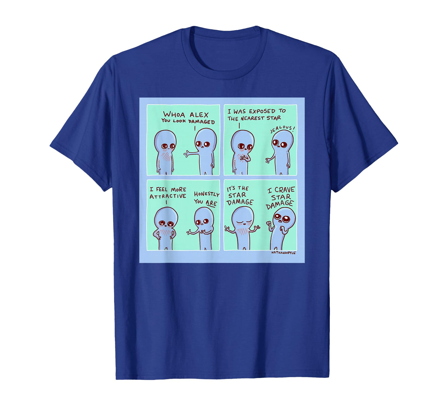 Threadless Nathan W. Pyle Strange Planet Star Damage Graphic T-Shirt