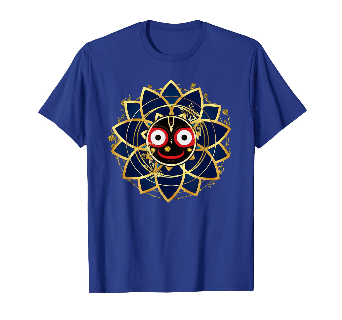 Ubika Blue and Gold Jagannath Hindu Hare Krishna T-Shirt, Small
