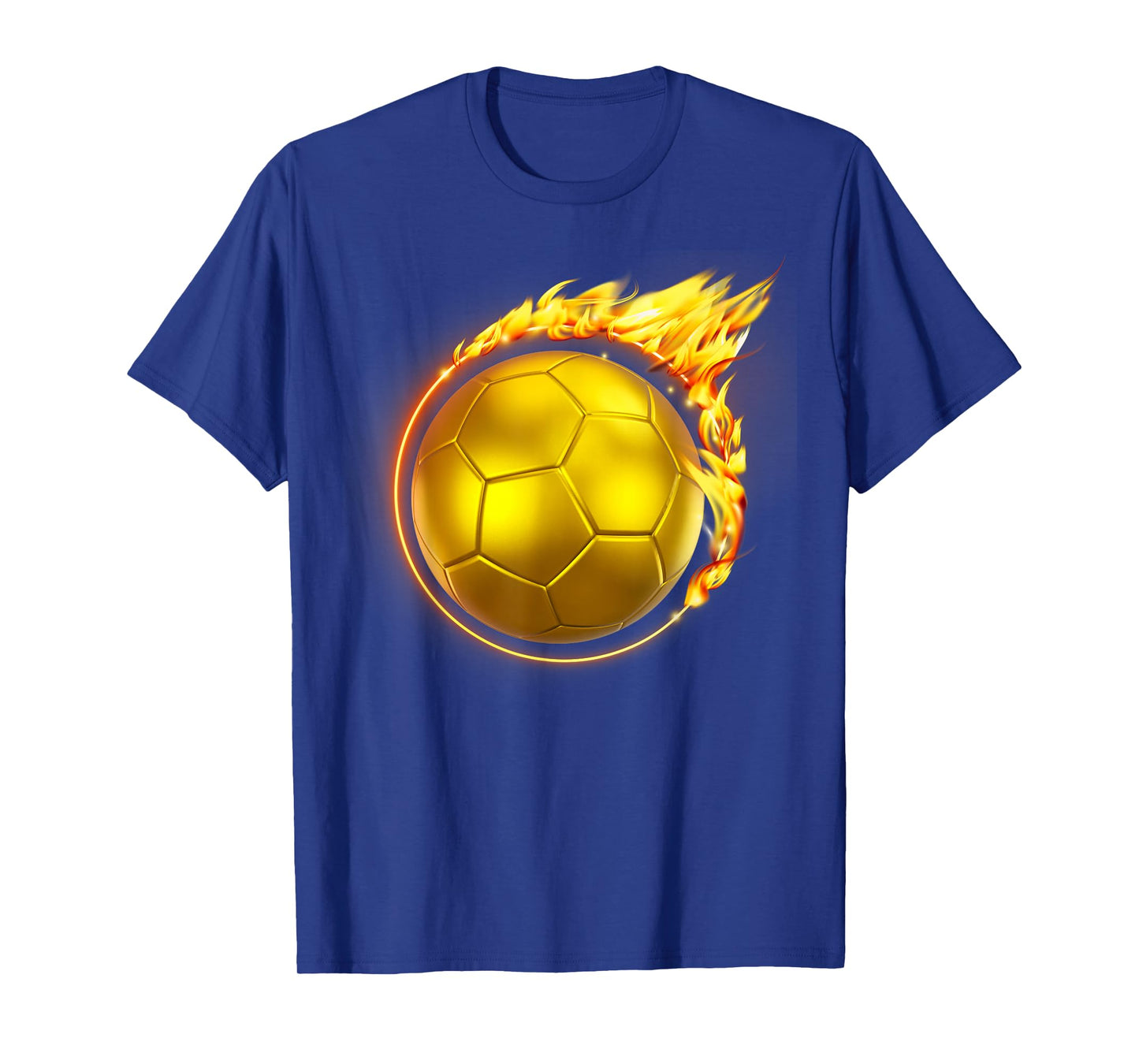 Gold Soccer Ball Flames Flaming Flying Soccer Ball on Fire T-Shirt