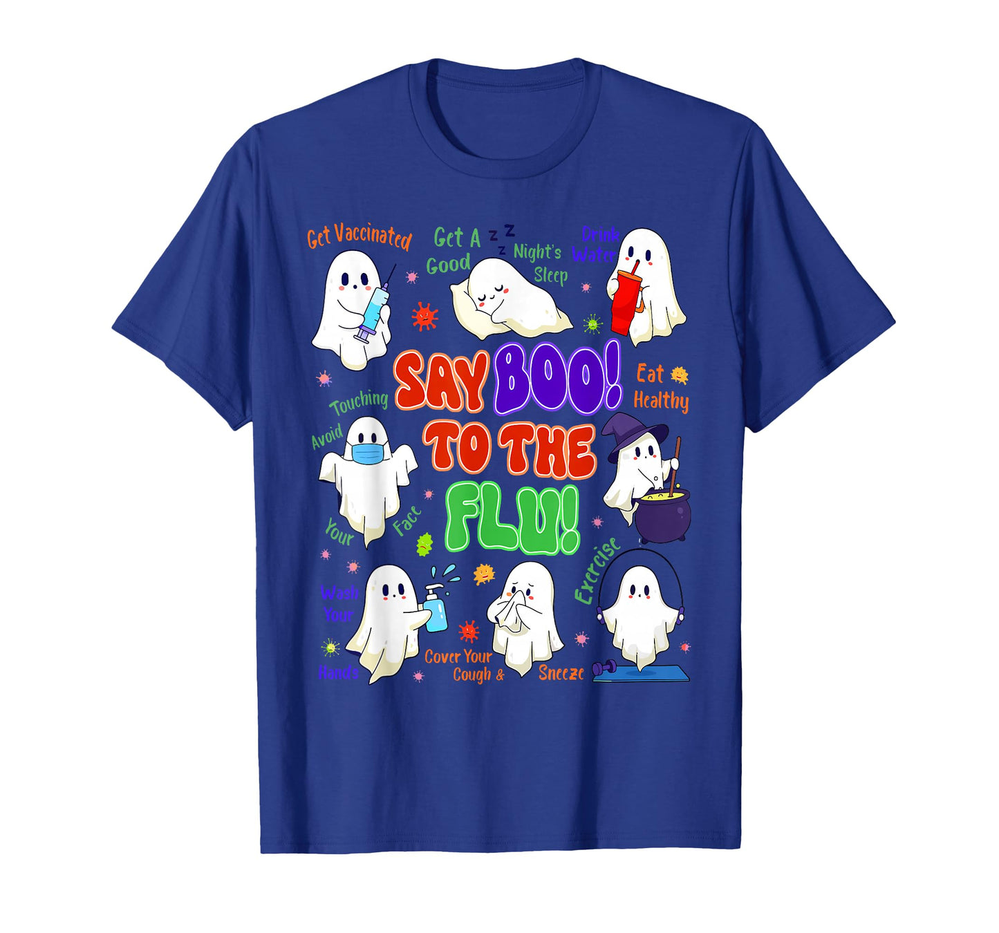 Retro Nurse Ghost Halloween Vaccine Say Boo to The Flu T-Shirt