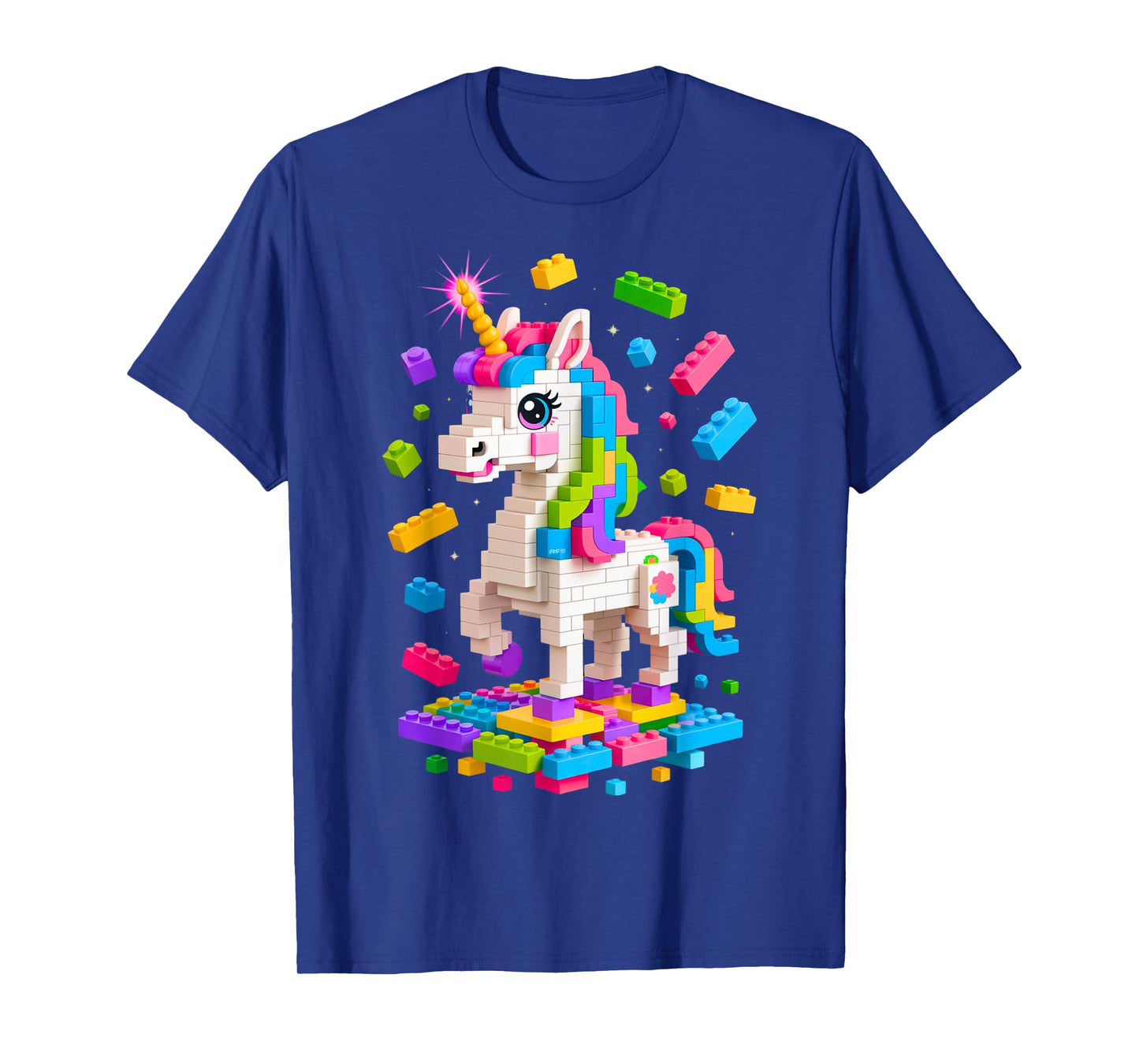 Unicorn Lover Master Builder Building Bricks Blocks Toy Kids T-Shirt