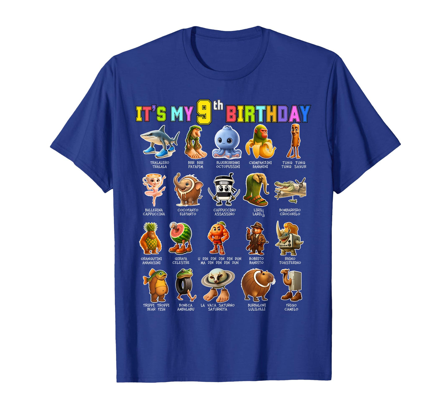 Funny Italian Brainrot It’s My 9th Birthday Meme Boys Girls T-Shirt