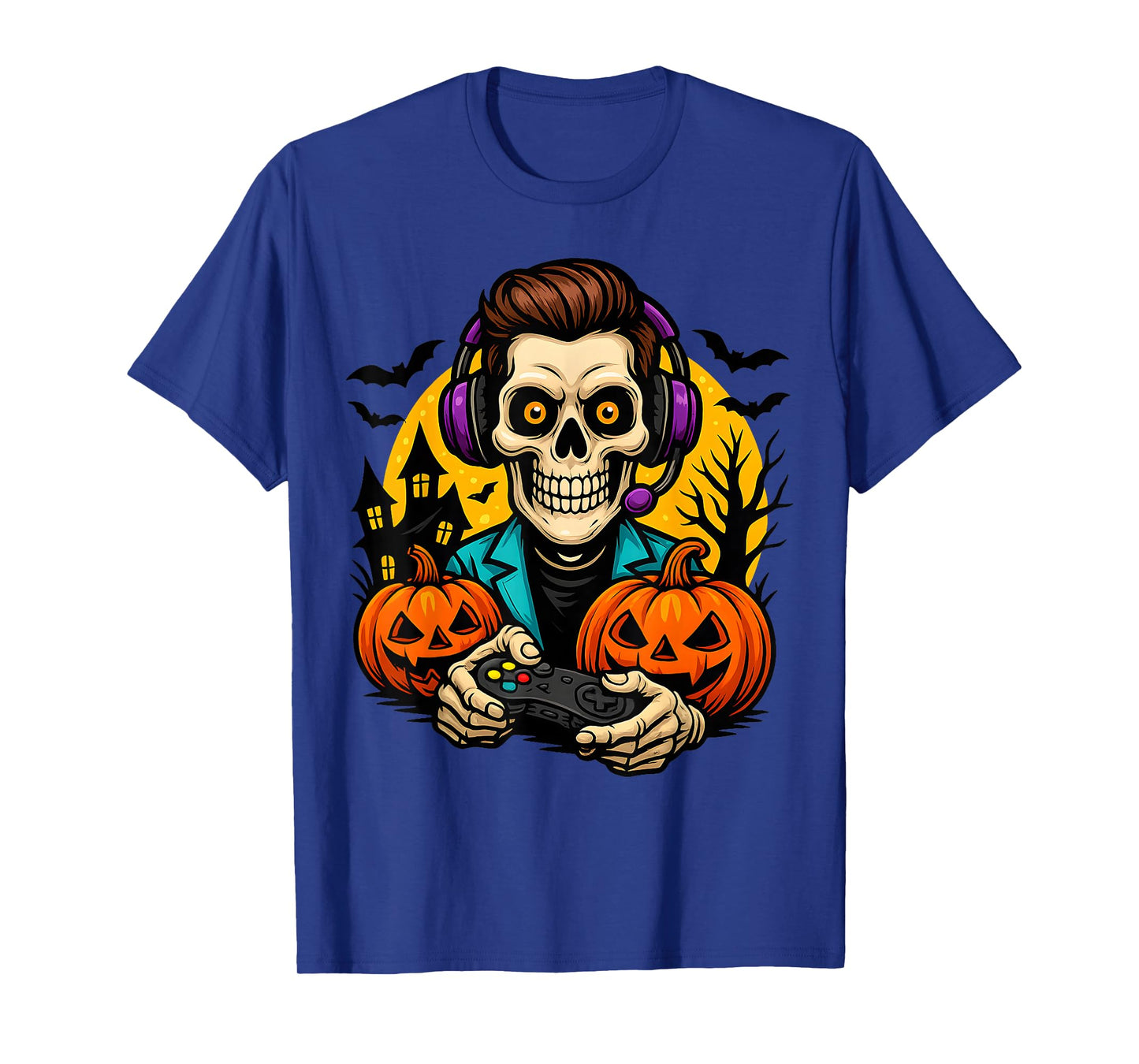 Halloween Skeleton Gamer Video Gaming Boys Men Kids T-Shirt