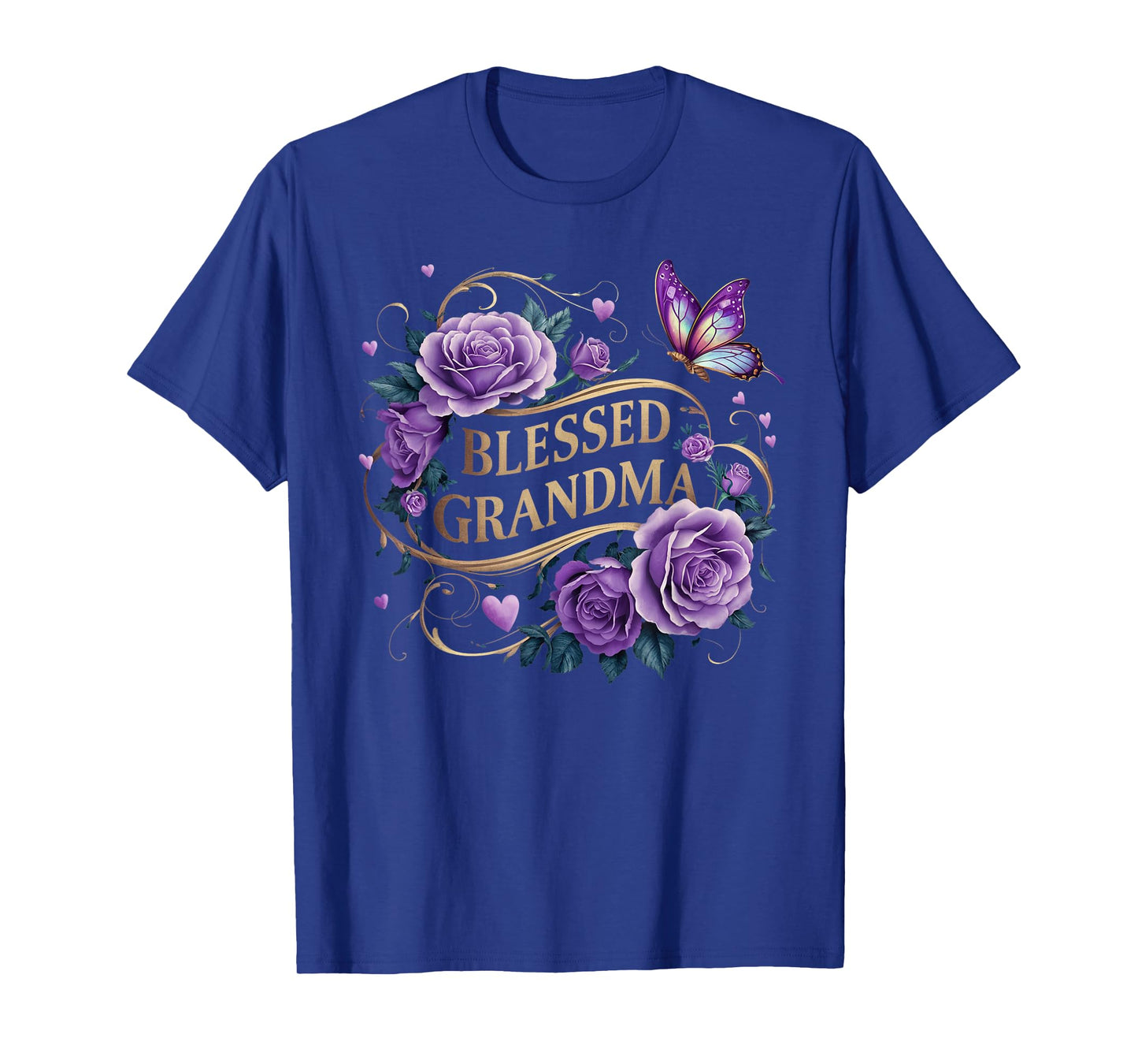 Blessed Grandma Shirt For Women Lavender Rose Butterfly T-Shirt