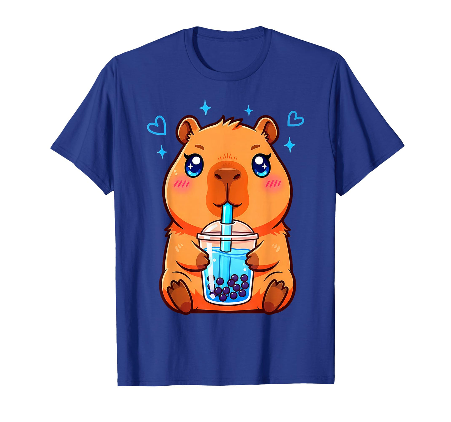 Cute Capybara Kawaii Anime Girls Drinking Boba Tea Lover T-Shirt