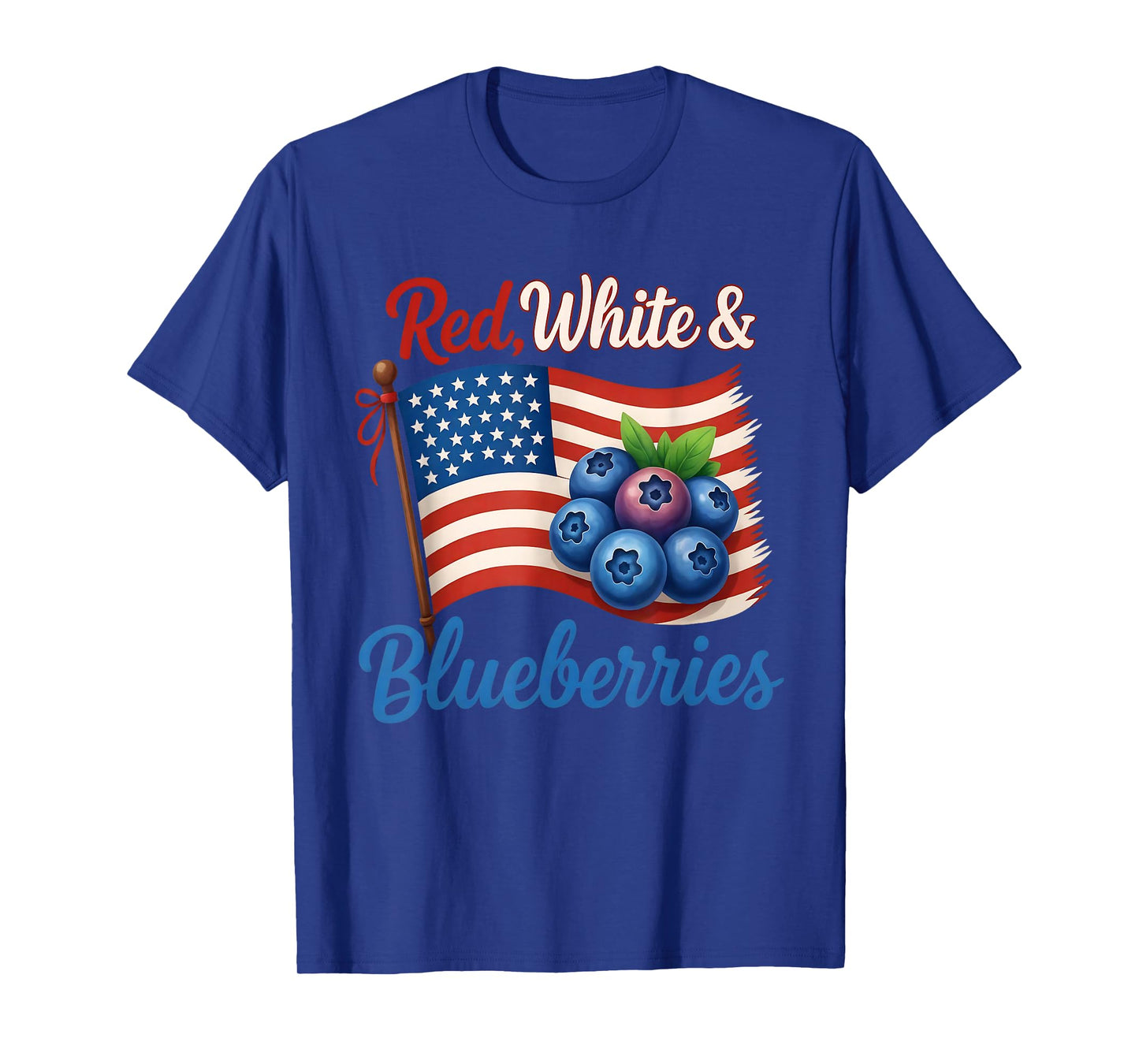 Red White Blueberries Funny Patriotic USA Flag Vintage T-Shirt