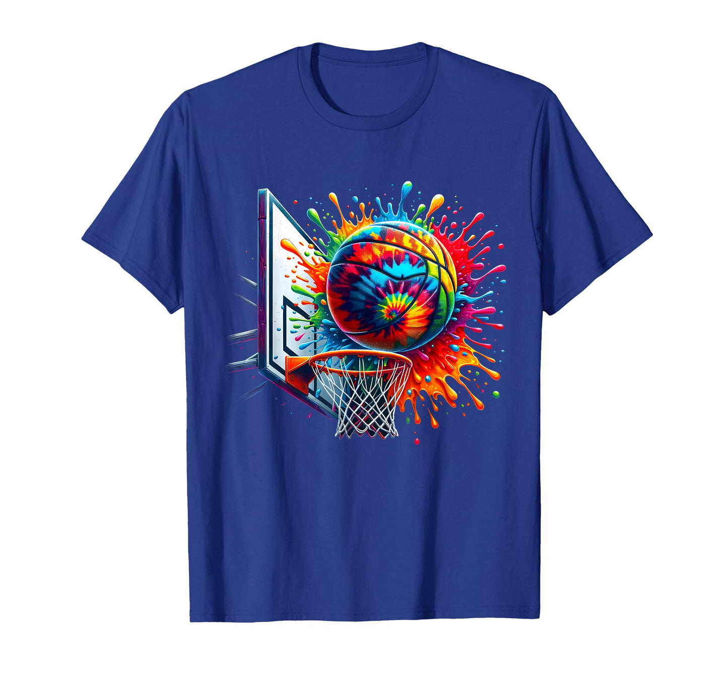 Colorful Basketball Tie Dye Color Splash Basketball Hoop Net T-Shirt