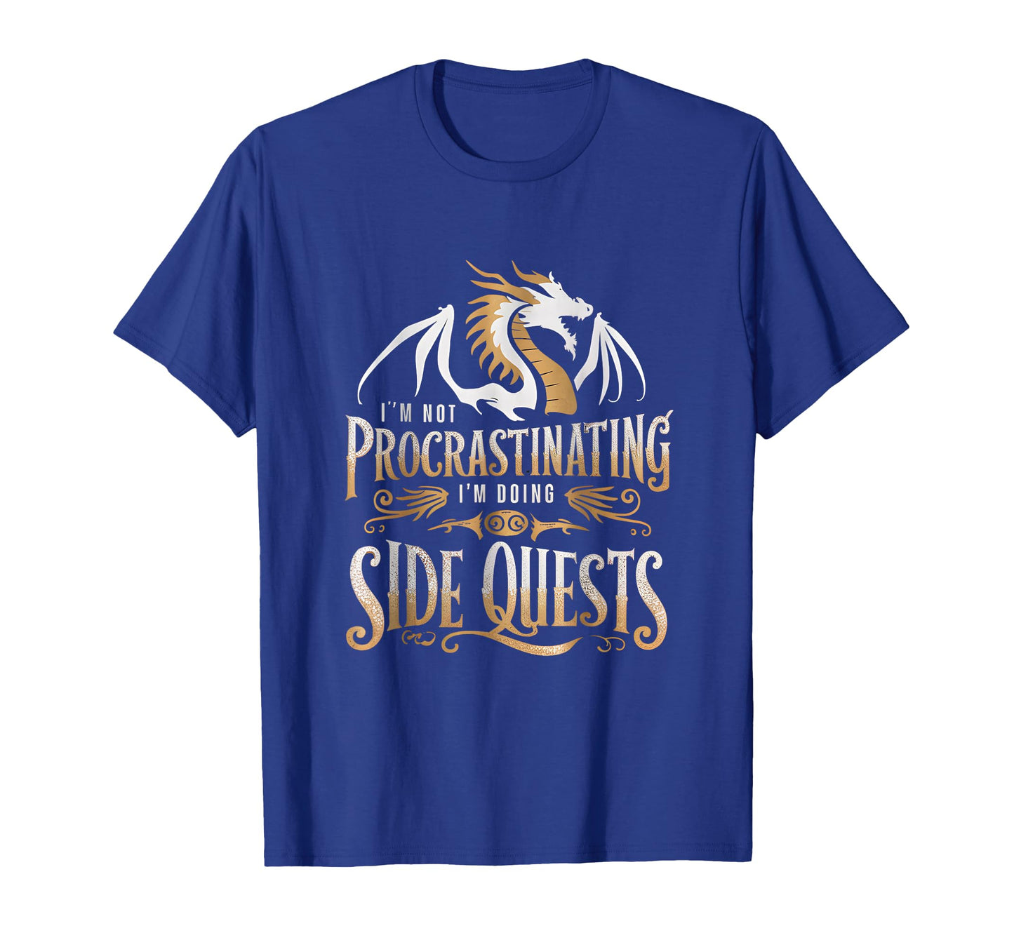 Epic Gamer Fantasy Adventure Apparel I'm Not Procrastinating I'm Doing Side Quests Dragon T-Shirt, Small, Black