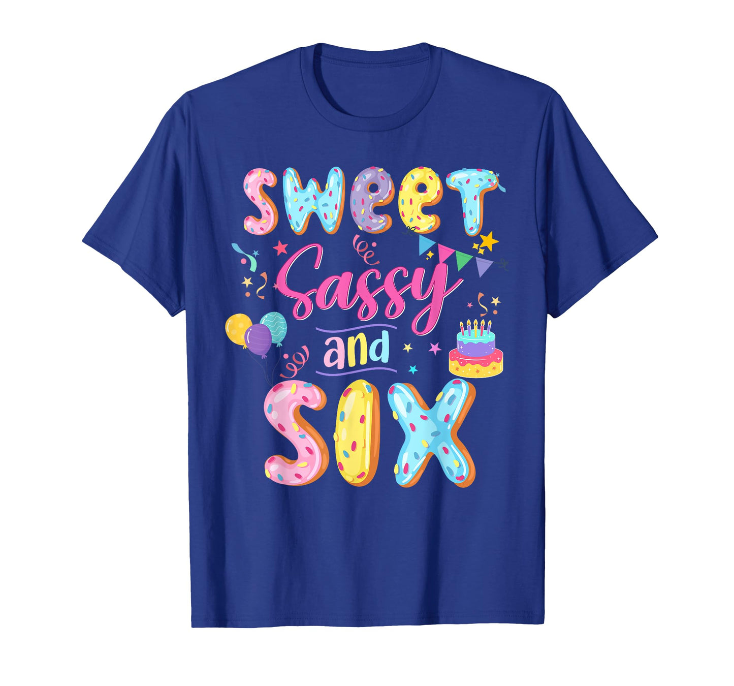 6Th Birthday Girl Sweet Sassy And Six Donut 6 Year Old Kid T-Shirt