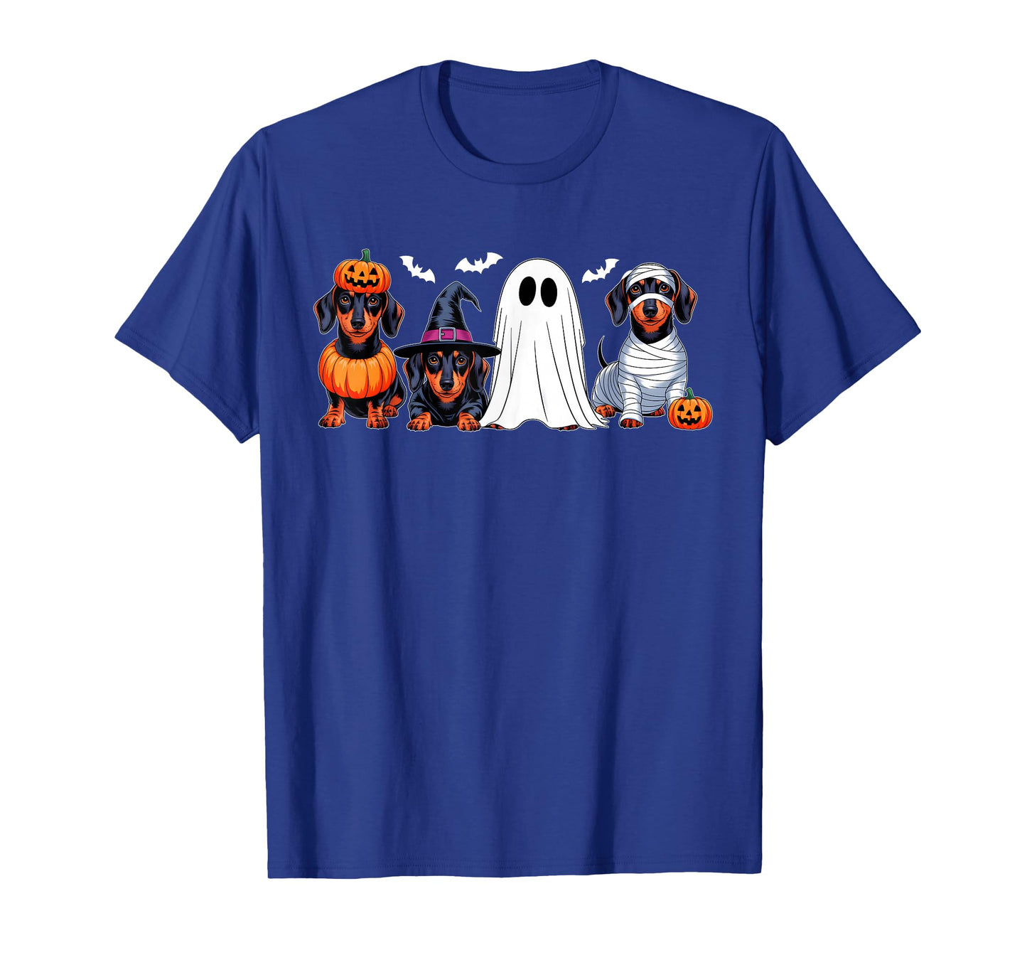 Ghost Witch Mummy Pumpkin Dachshund Dog Halloween Costume T-Shirt