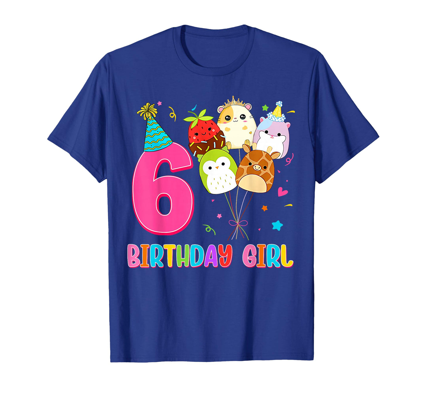 Birthday Girl Squish Squad 6 Years Old Cute 6th Birthday T-Shirt