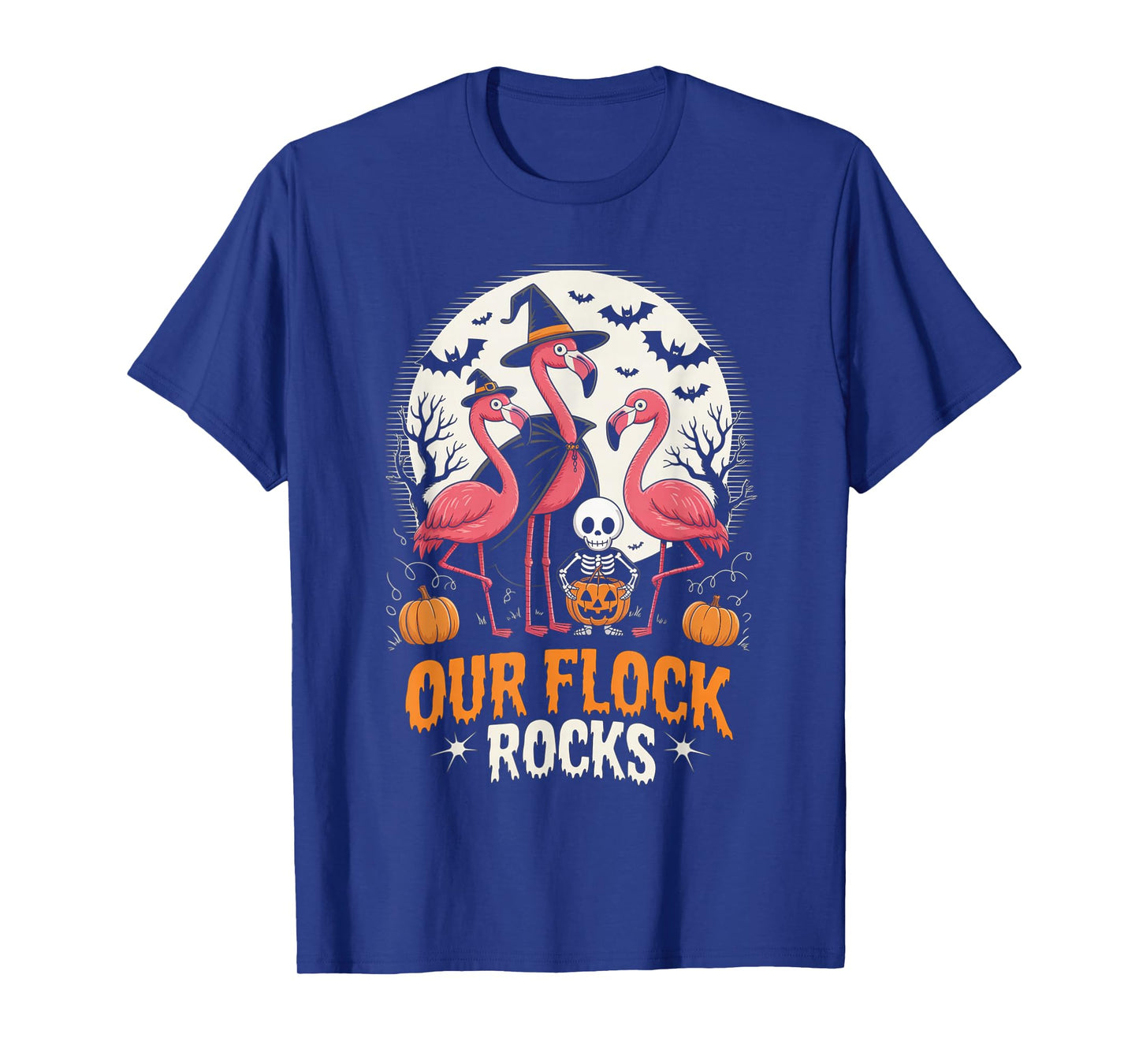 Funny Our Flock Rocks Halloween Flamingo Family Costume Fun T-Shirt