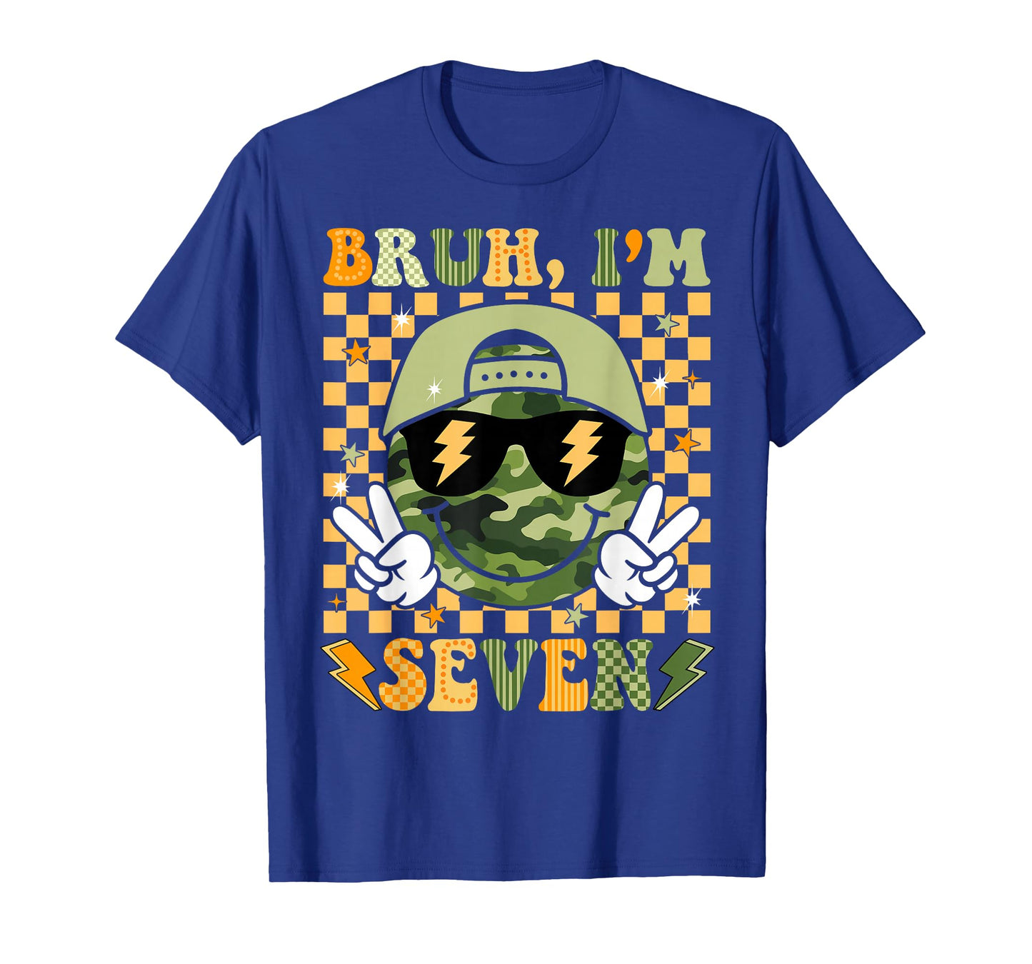 Bruh I'm Seven 7th Birthday Boys Kids Camo 7 Years Old Bday T-Shirt