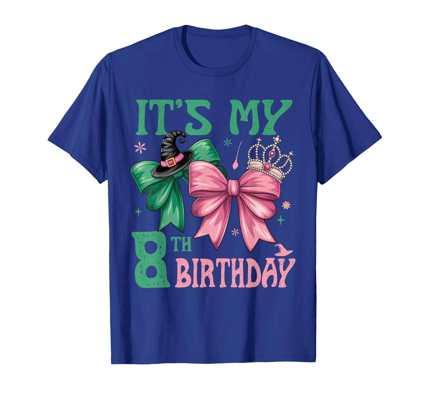 Birthday Girl It's My 8Th Birthday Witch Pink And Green T-Shirt