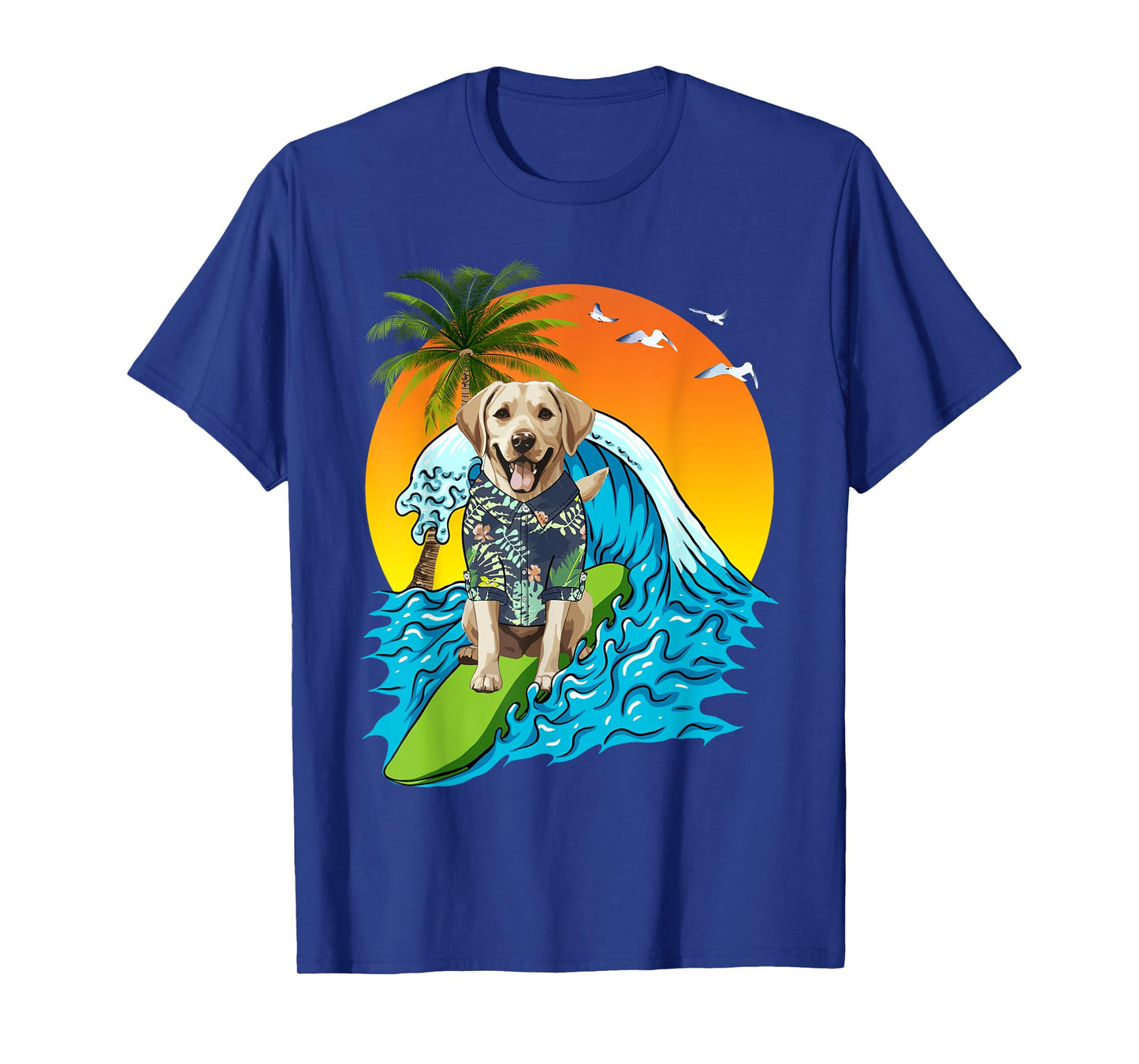 Labrador Retriever Dog Surfing Surfer Hawaii Summer Vibes Men Women Kids T-Shirt