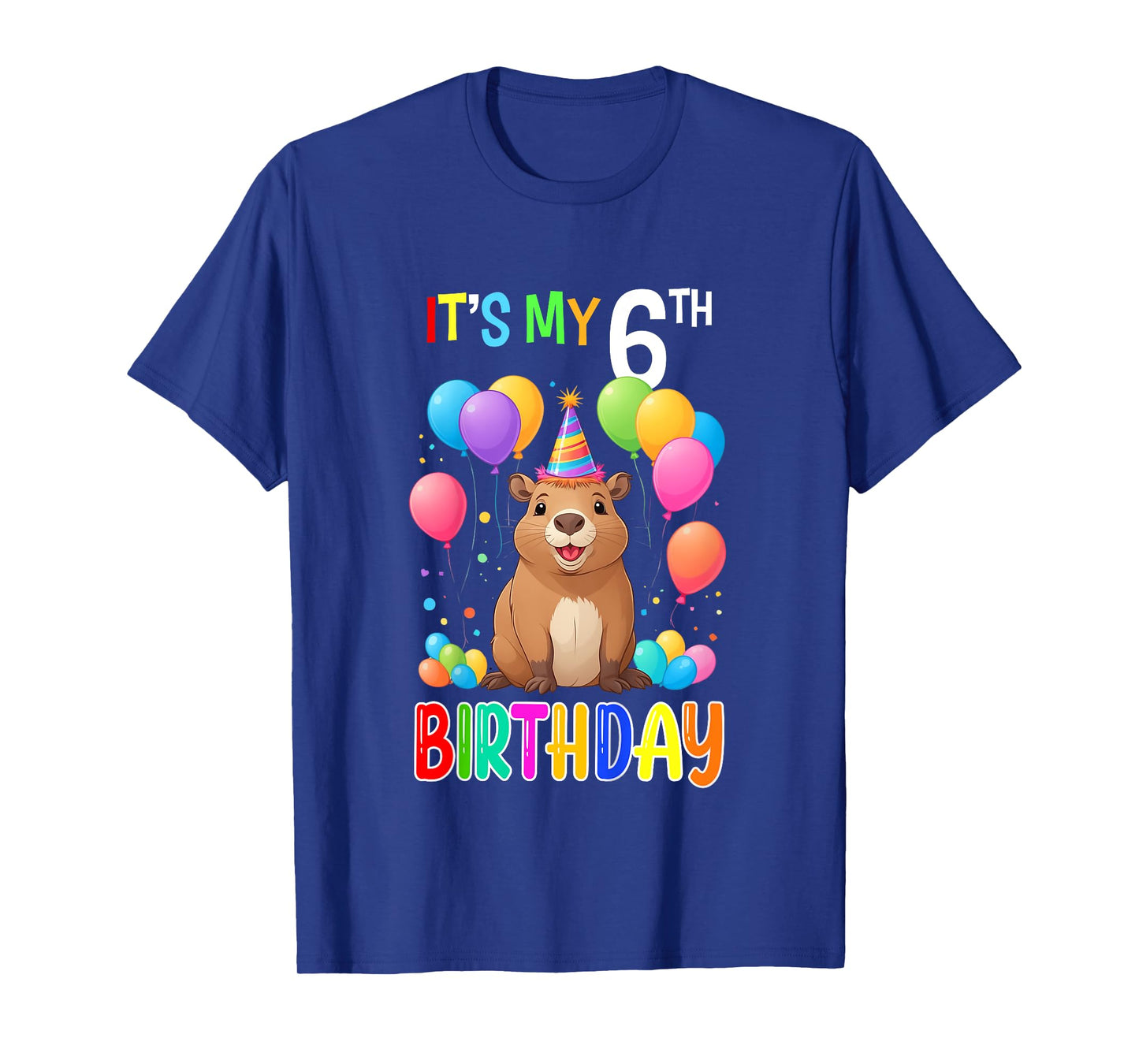 6th Birthday Shirt Funny Capybara 6 Years Capybara Birthday T-Shirt