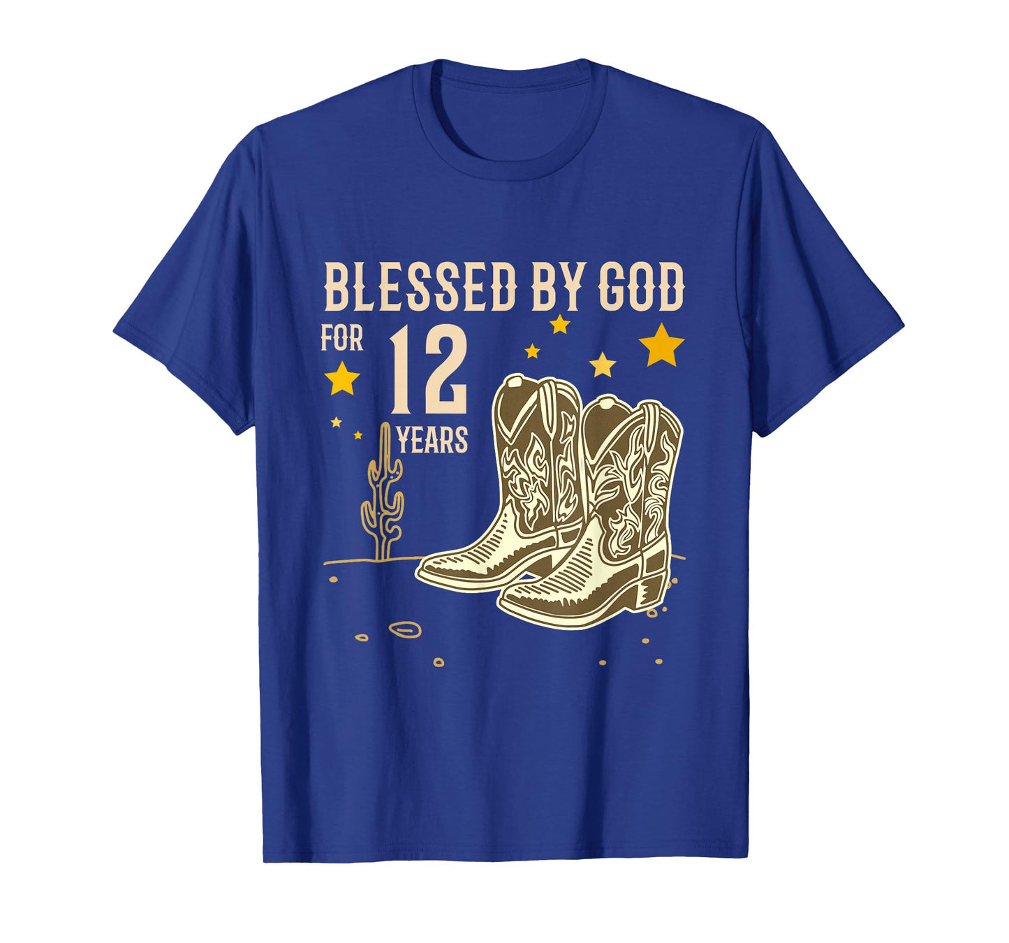 Vintage Blessed by God for 12 Years Cowboy 12th Birthday Boy T-Shirt