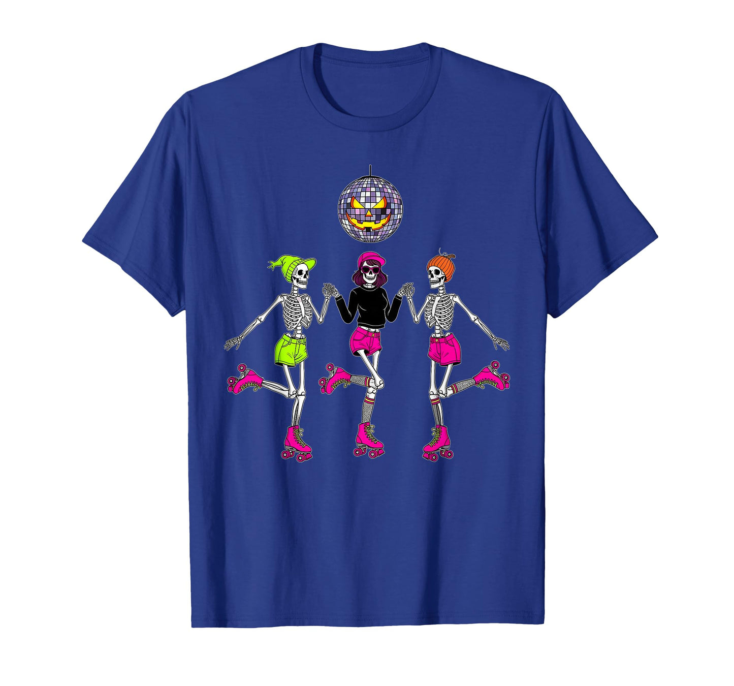 Dancing Skeletons Roller Skates Spooky Disco Ball Halloween T-Shirt