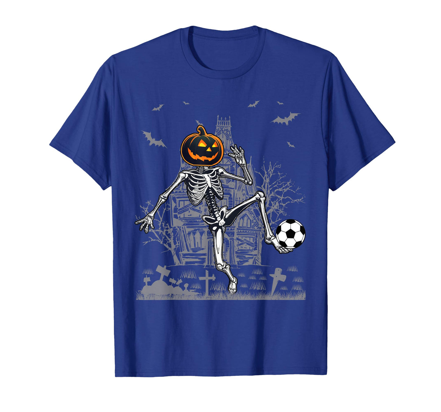 Soccer Skeleton Halloween Men Boys Soccer Halloween T-Shirt