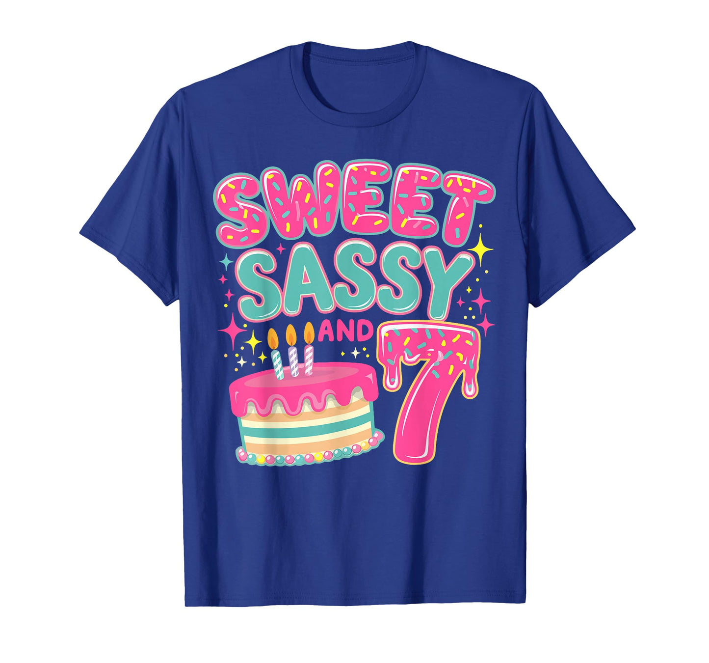 Kids Sweet Sassy and Seven Birthday Girl Donut 7 Year Old T-Shirt