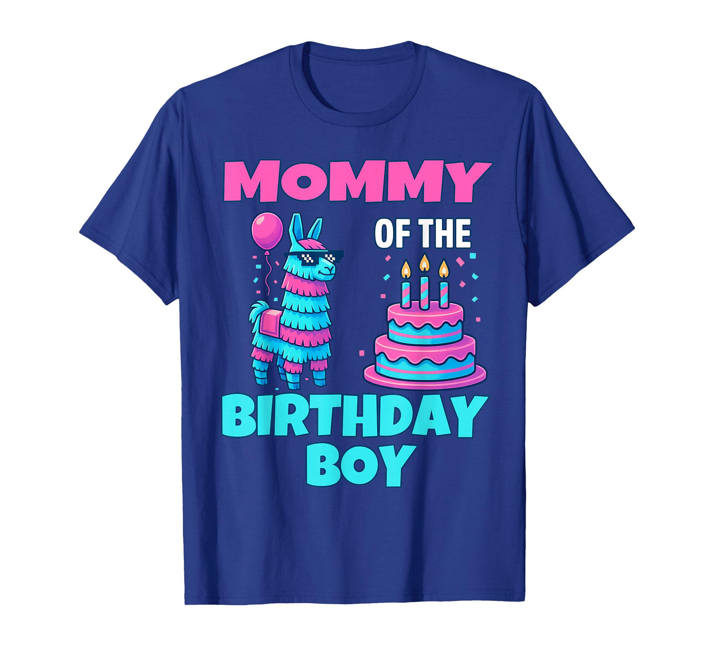 mommy Birthday Boy Llama Pinata Party family mathing women T-Shirt