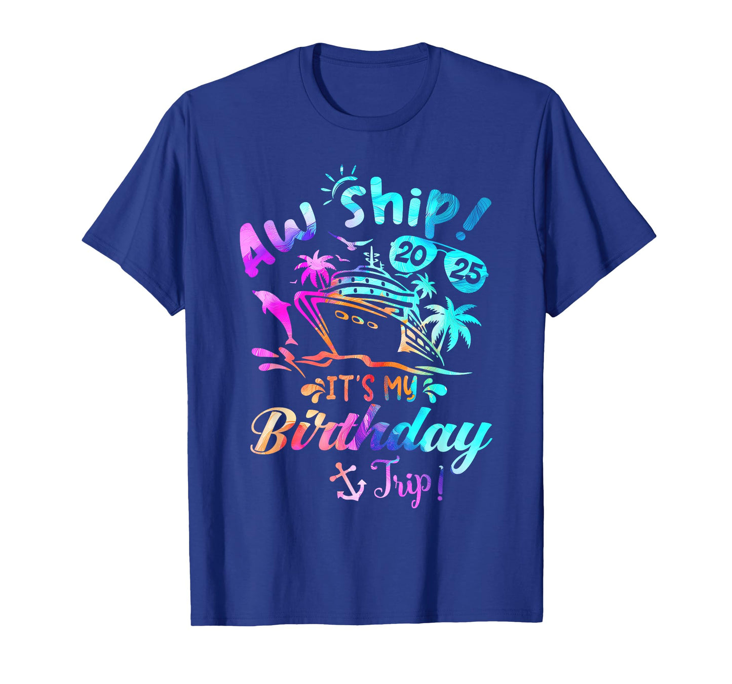 Birthday Cruise Ship Trip Summer Vacation Tees Unisex-Adults Kids Black Small T-Shirt