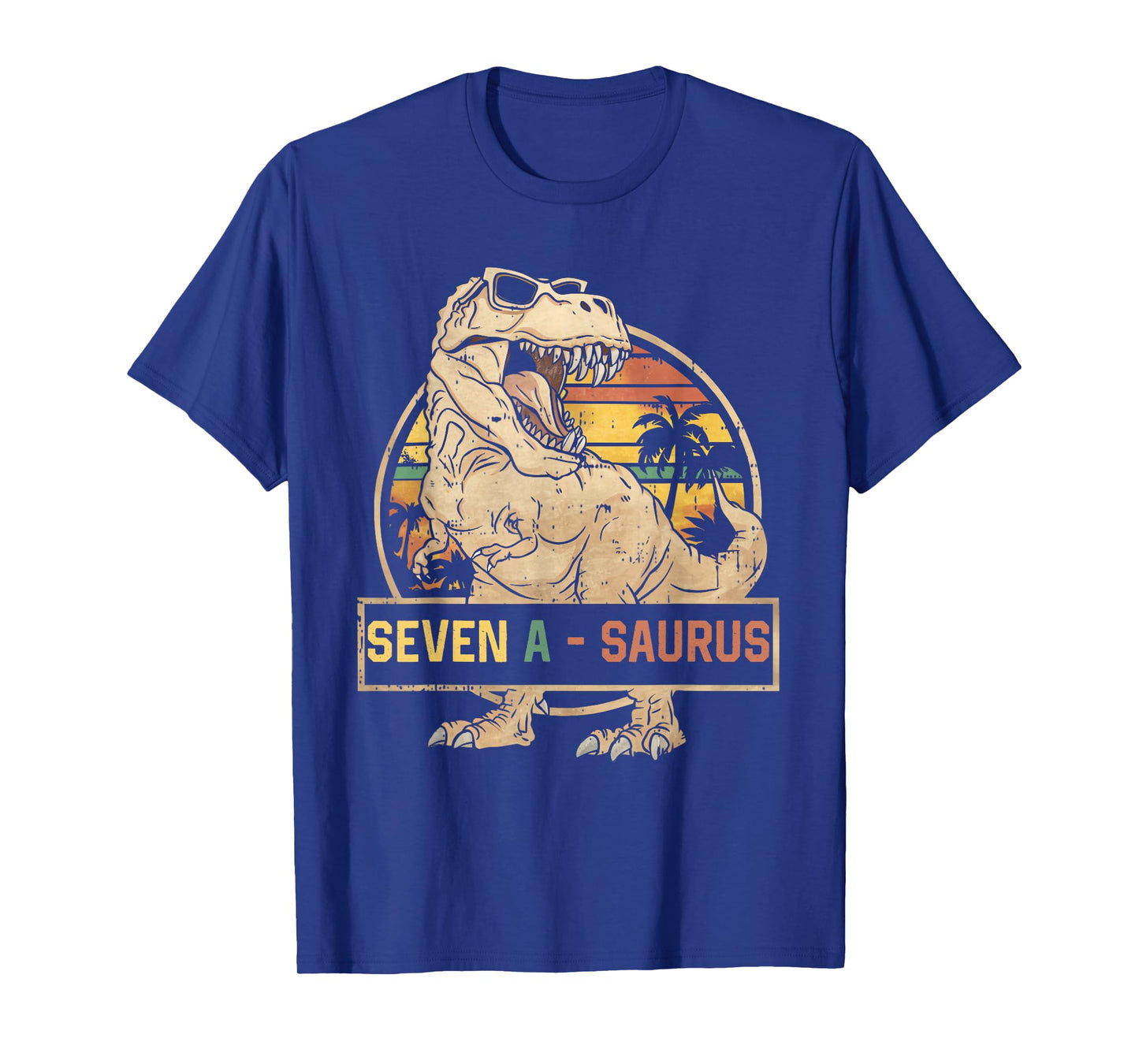 Seven a Saurus Birthday T Rex 7 Year Old Dino 7th Dinosaur T-Shirt