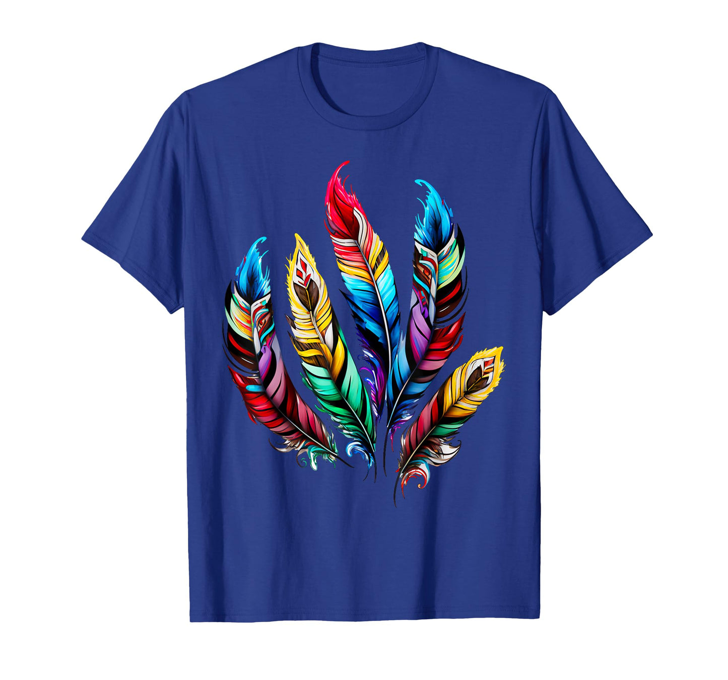 Colorful feathers boho ethnic style Indian bird pattern love T-Shirt